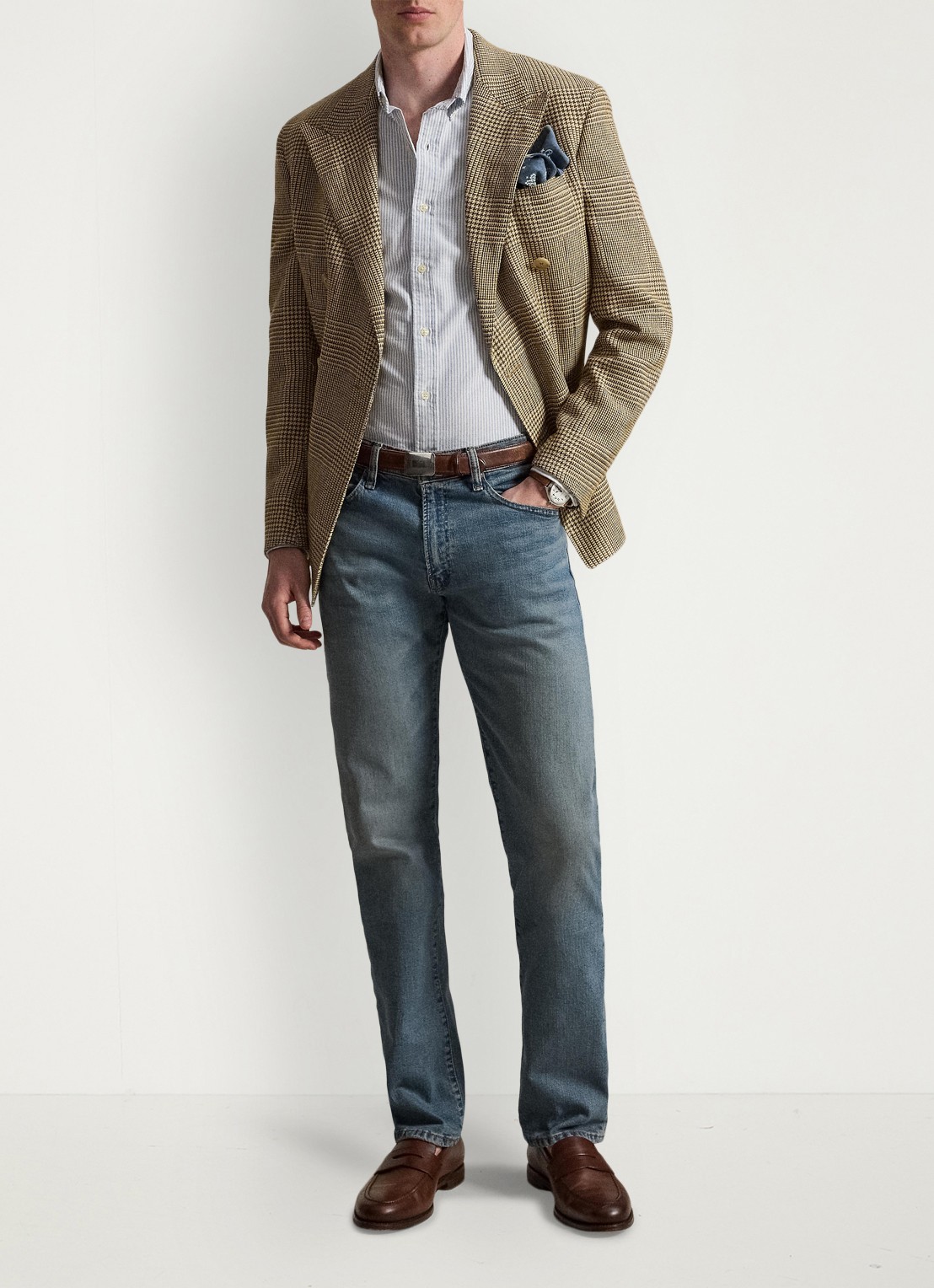 Ralph Lauren Slim fit overhemd met logo - voorkant 4 bsr blue / white - blauw