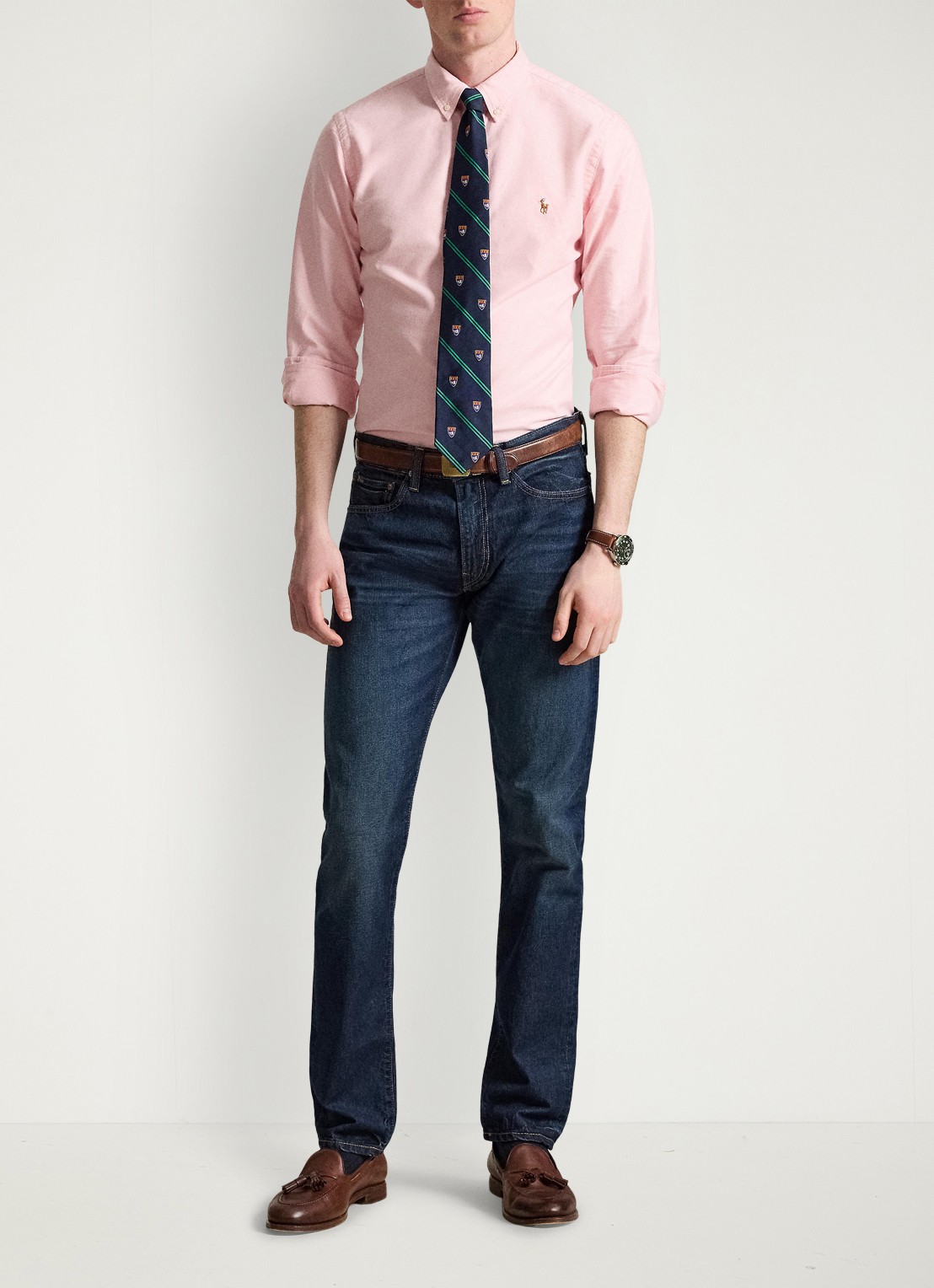 Ralph Lauren Slim fit overhemd met logo - voorkant 9 bsr pink / roze
