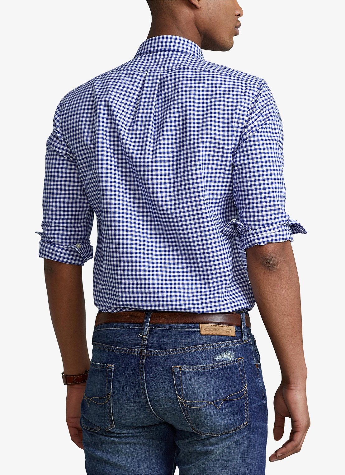 Ralph Lauren Slim fit overhemd met logo - achterkant plaid / dark blue - blauw