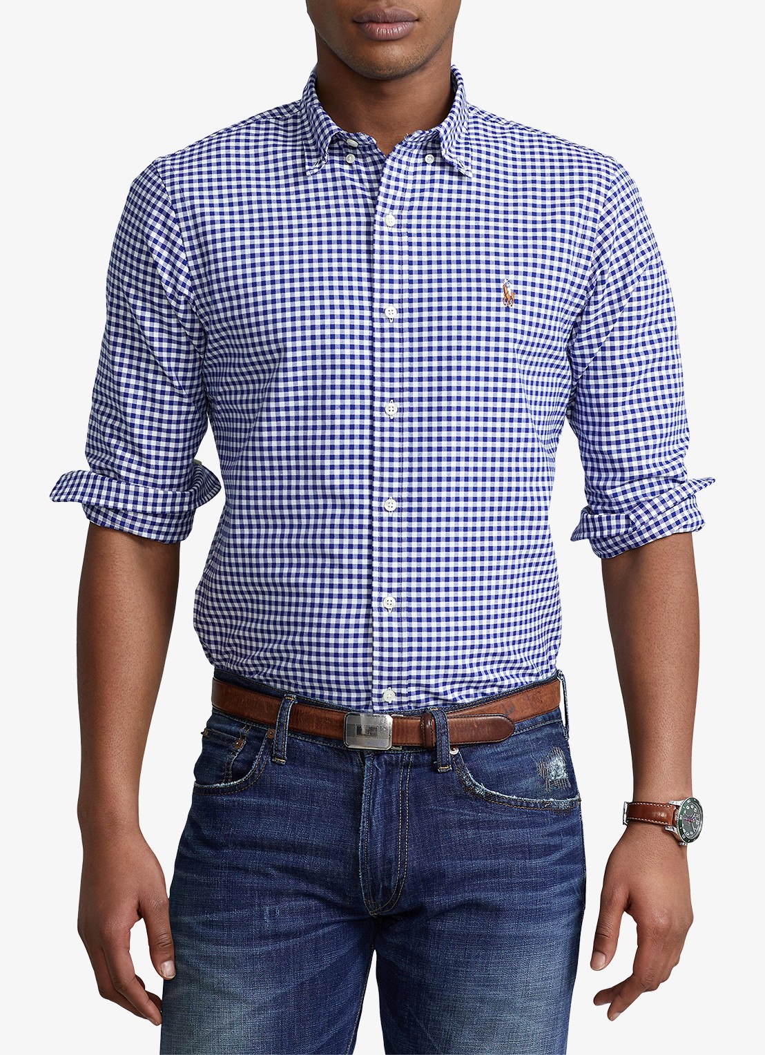 Ralph Lauren Slim fit overhemd met logo - detail 3 plaid / dark blue - blauw