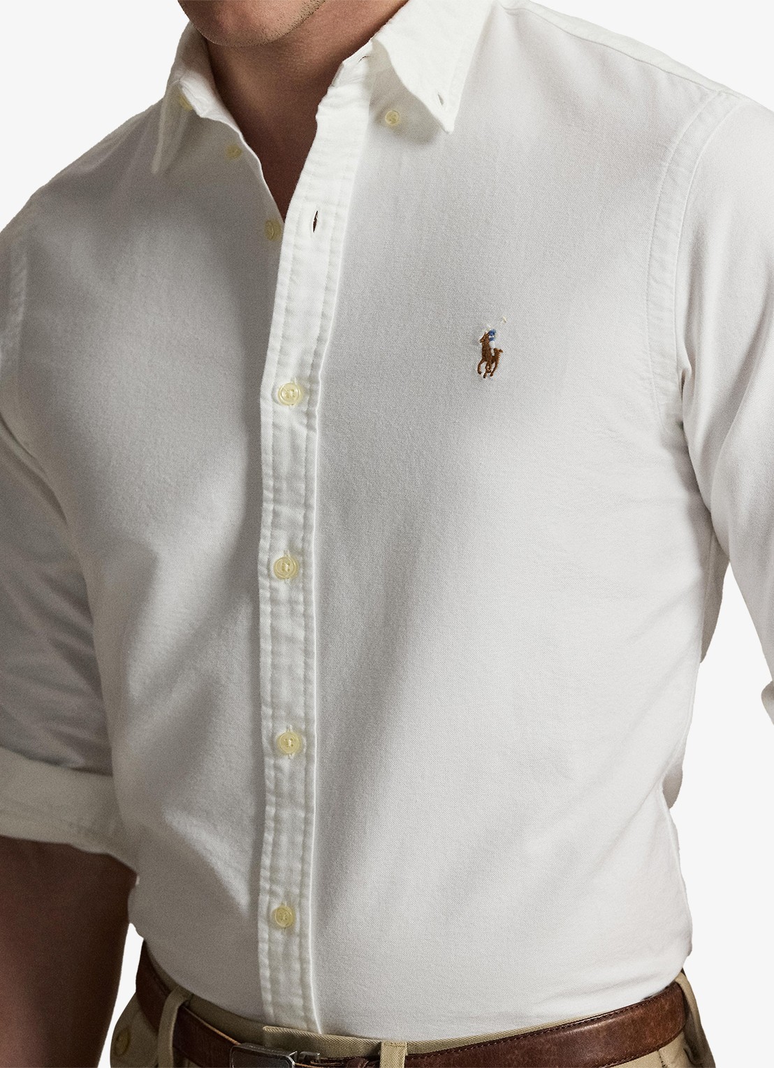 Ralph Lauren Slim fit overhemd met logo - detail 7 bsr white - wit