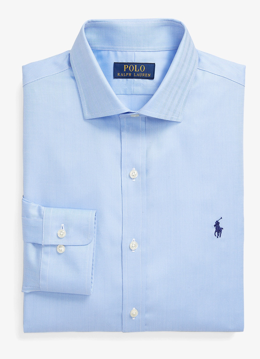 Ralph Lauren Slim fit overhemd met logo - voorkant 5499a blue / blauw