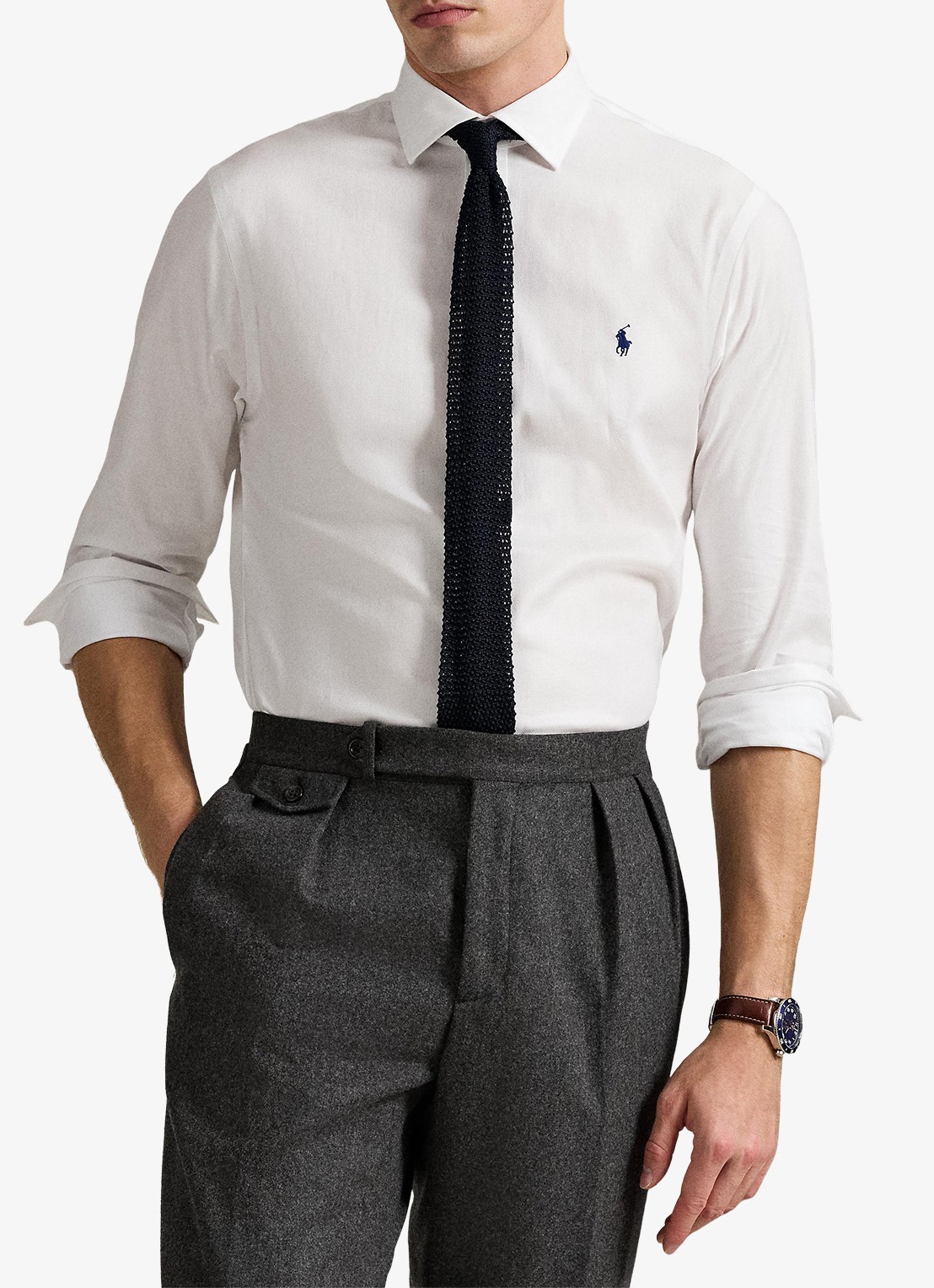 Ralph Lauren Slim fit overhemd met logo - voorkant 5 5499d white / wit