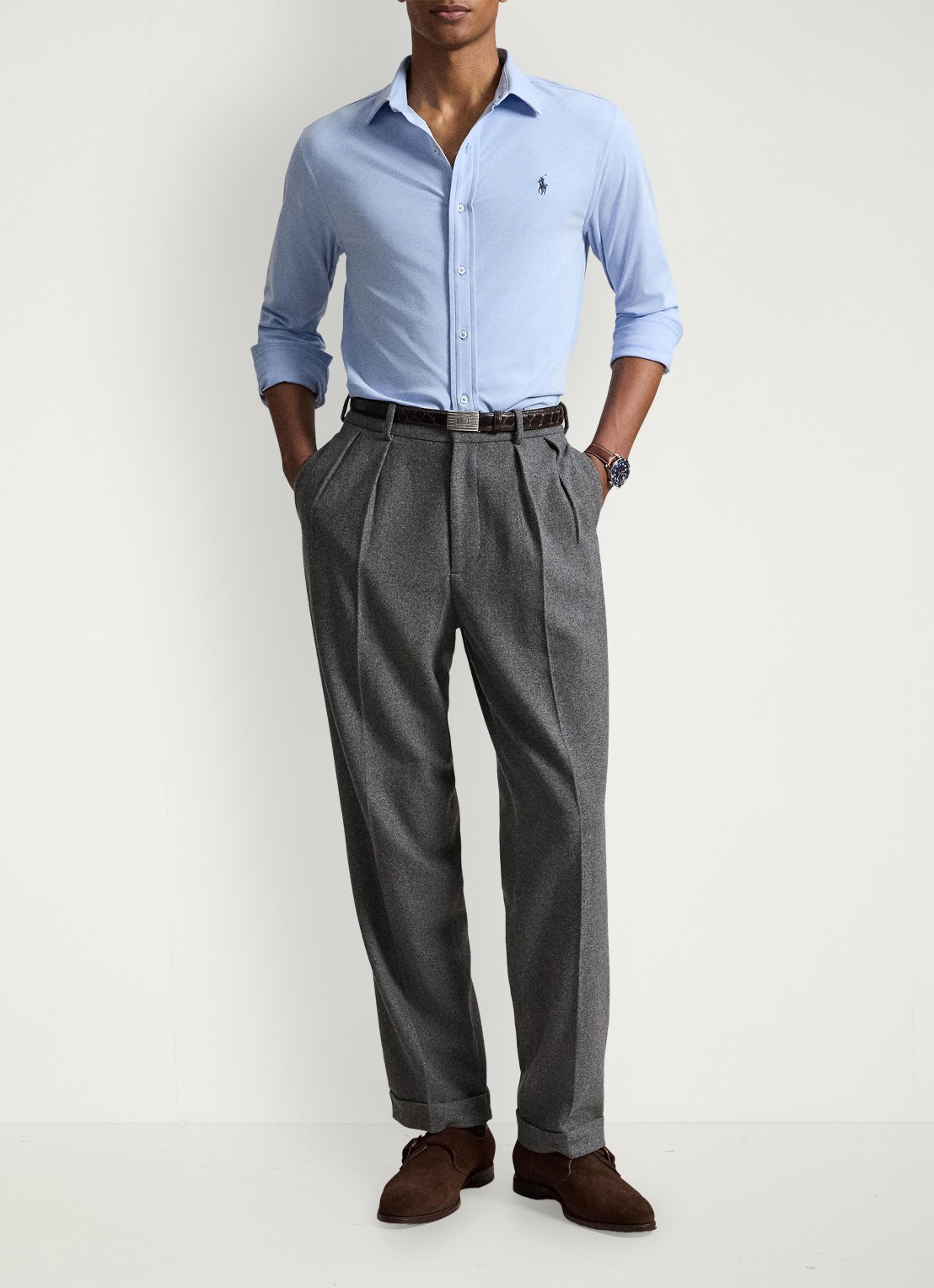 Ralph Lauren Slim fit overhemd met logo - detail summer blue/white-3zm5