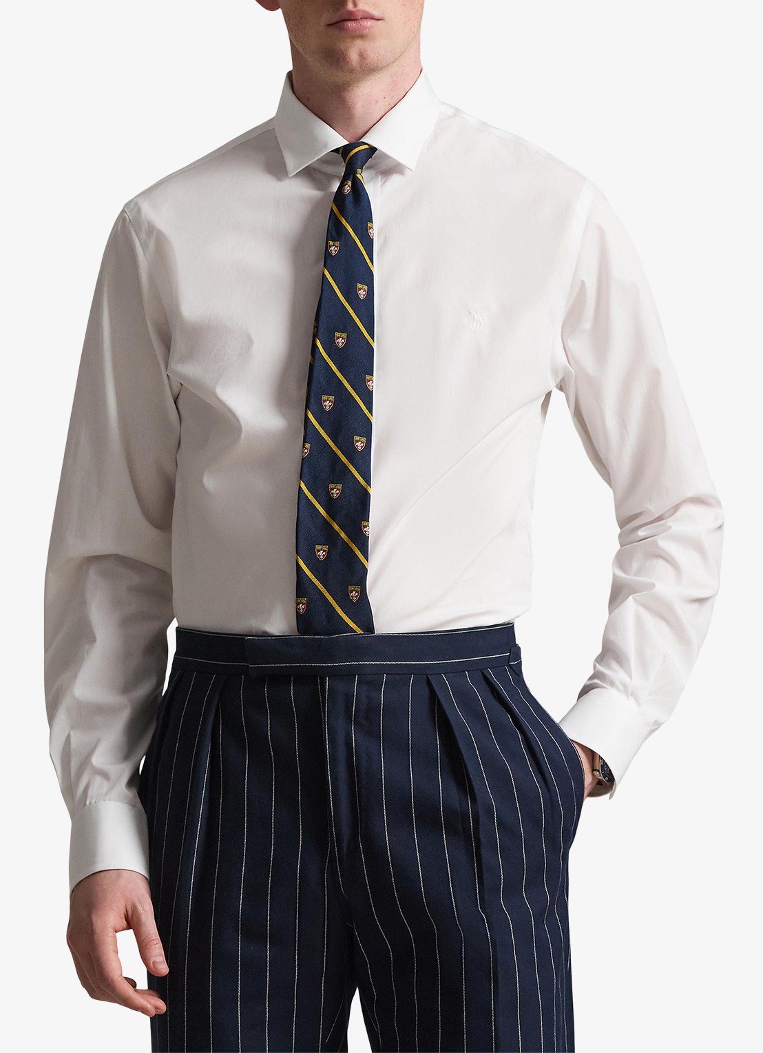 Ralph Lauren Slim fit overhemd met logoborduring - detail 4 white / wit