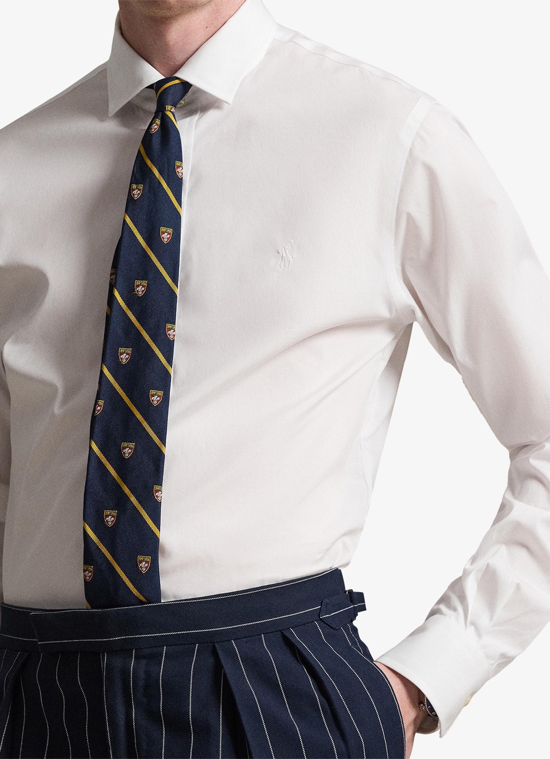 Ralph Lauren Slim fit overhemd met logoborduring - detail 5 white / wit