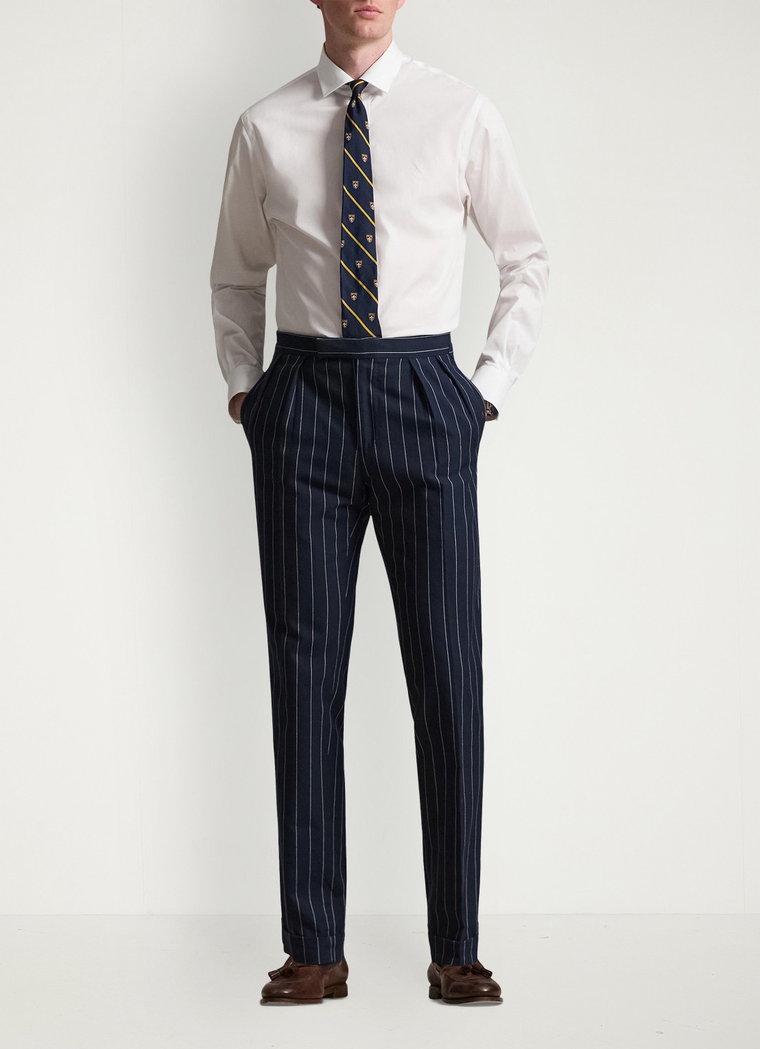 Ralph Lauren Slim fit overhemd met logoborduring - voorkant 3 white / wit