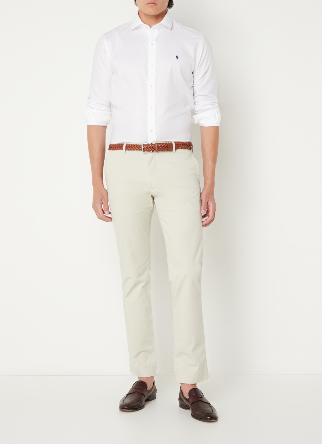 Ralph Lauren Slim fit overhemd met logoborduring - voorkant 2 wit