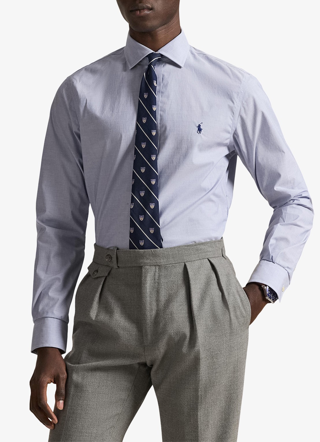 Ralph Lauren Slim fit overhemd met logoborduring - detail 4 light blue/white / lichtblauw