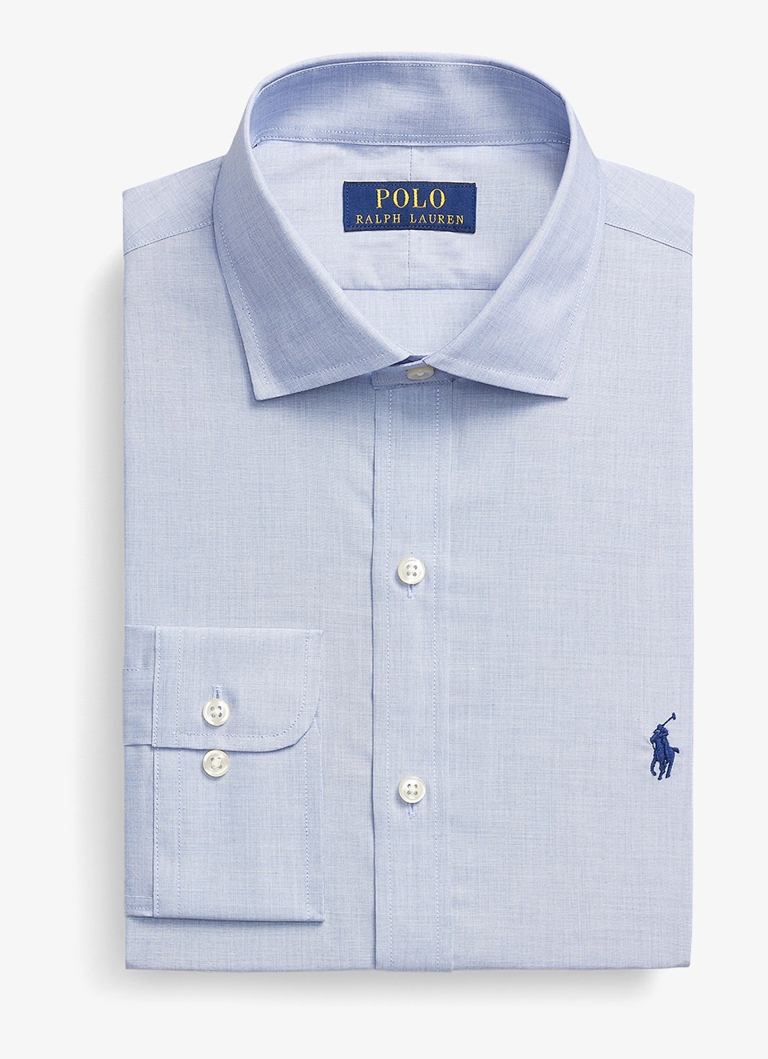Ralph Lauren Slim fit overhemd met logoborduring - voorkant light blue/white / lichtblauw