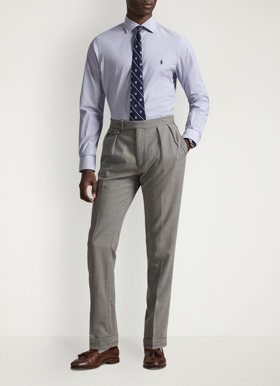 Ralph Lauren Slim fit overhemd met logoborduring - voorkant 2 light blue/white / lichtblauw