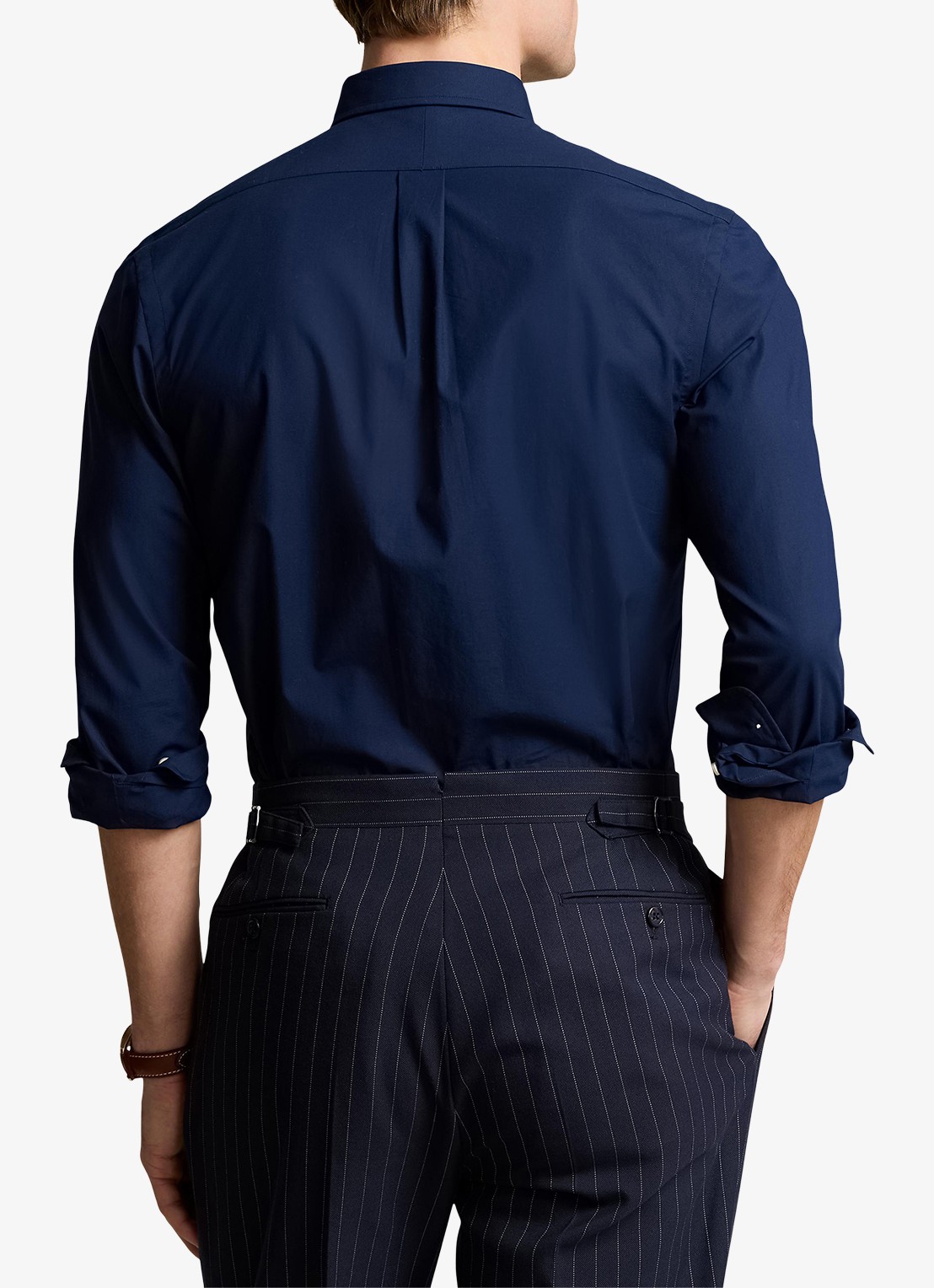 Ralph Lauren Slim fit overhemd met logoborduring - achterkant 3 newport navy / donkerblauw