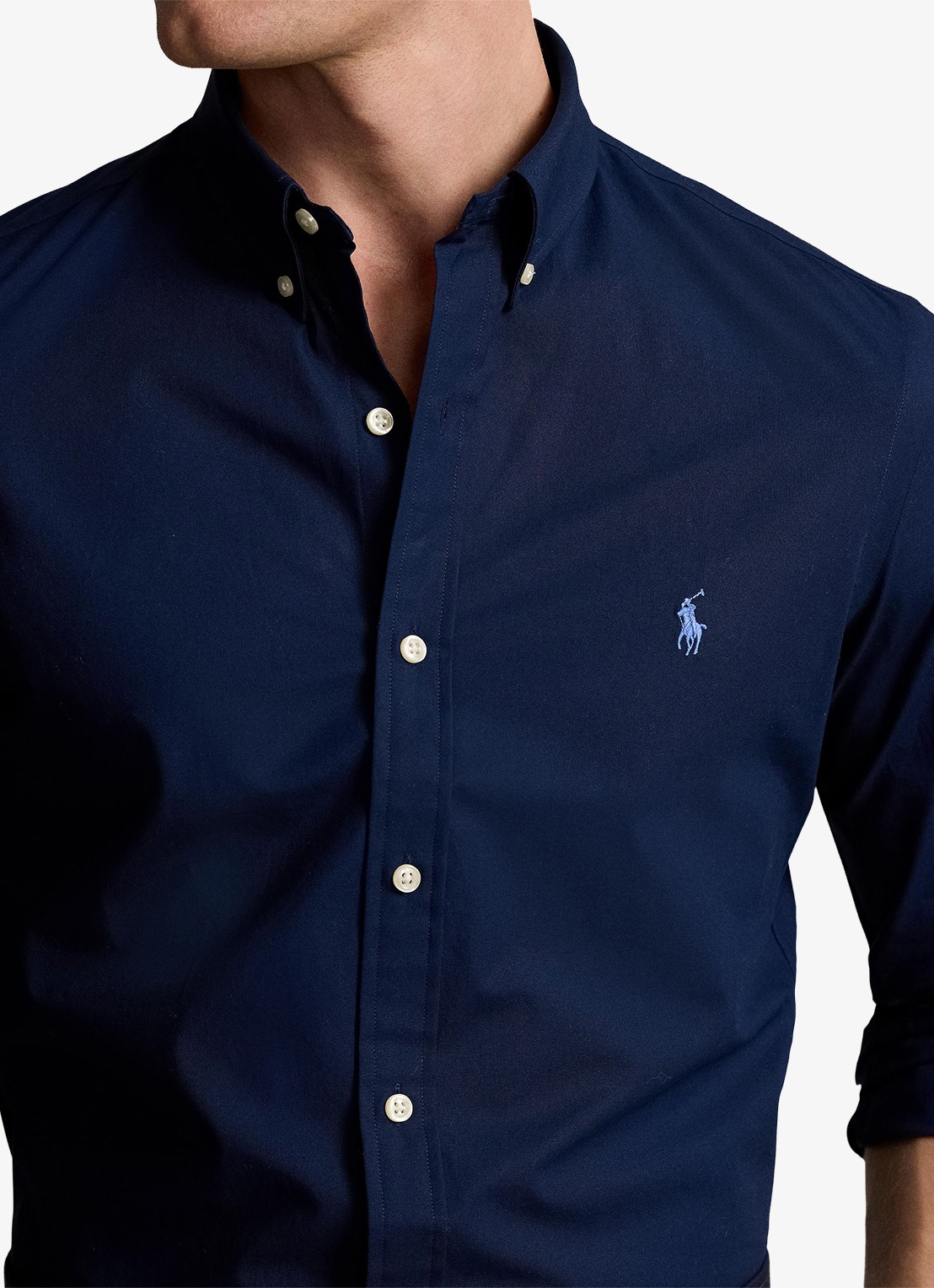 Ralph Lauren Slim fit overhemd met logoborduring - detail 5 newport navy / donkerblauw