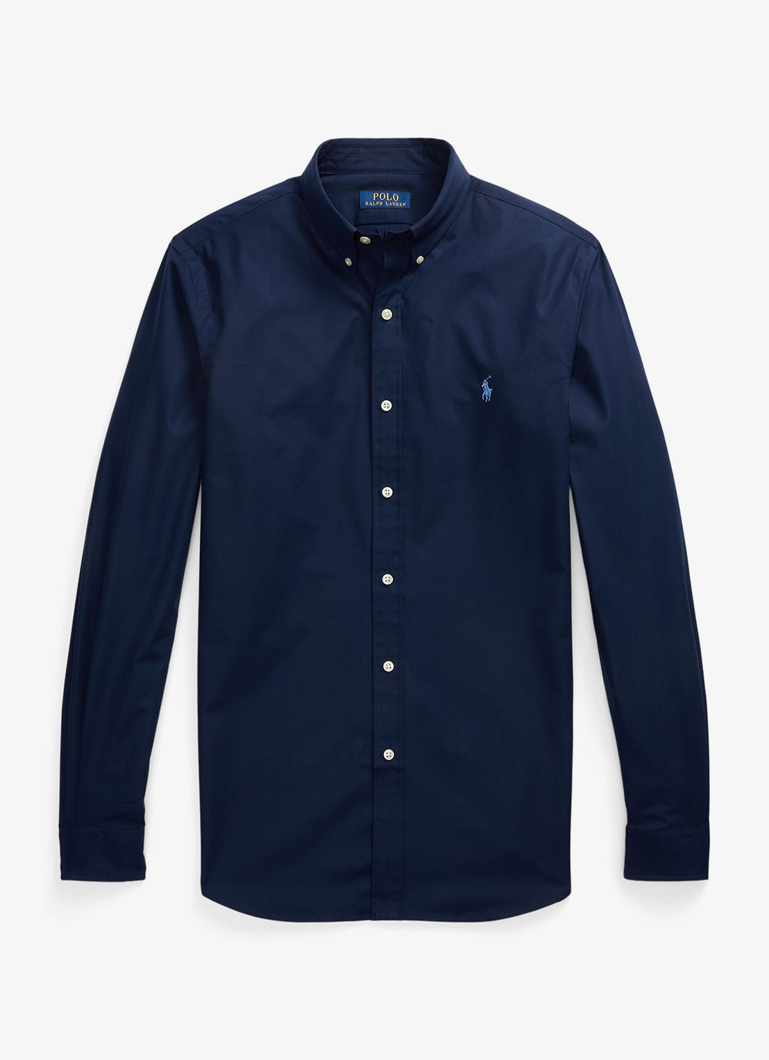 Ralph Lauren Slim fit overhemd met logoborduring - voorkant newport navy / donkerblauw