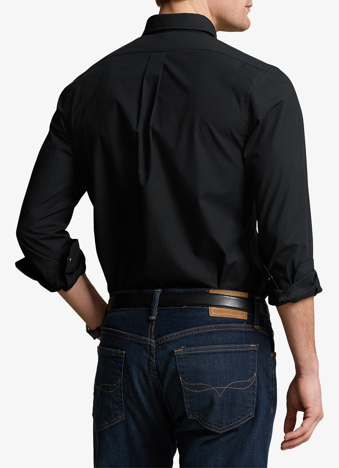 Ralph Lauren Slim fit overhemd met logoborduring - achterkant 5 polo black / zwart