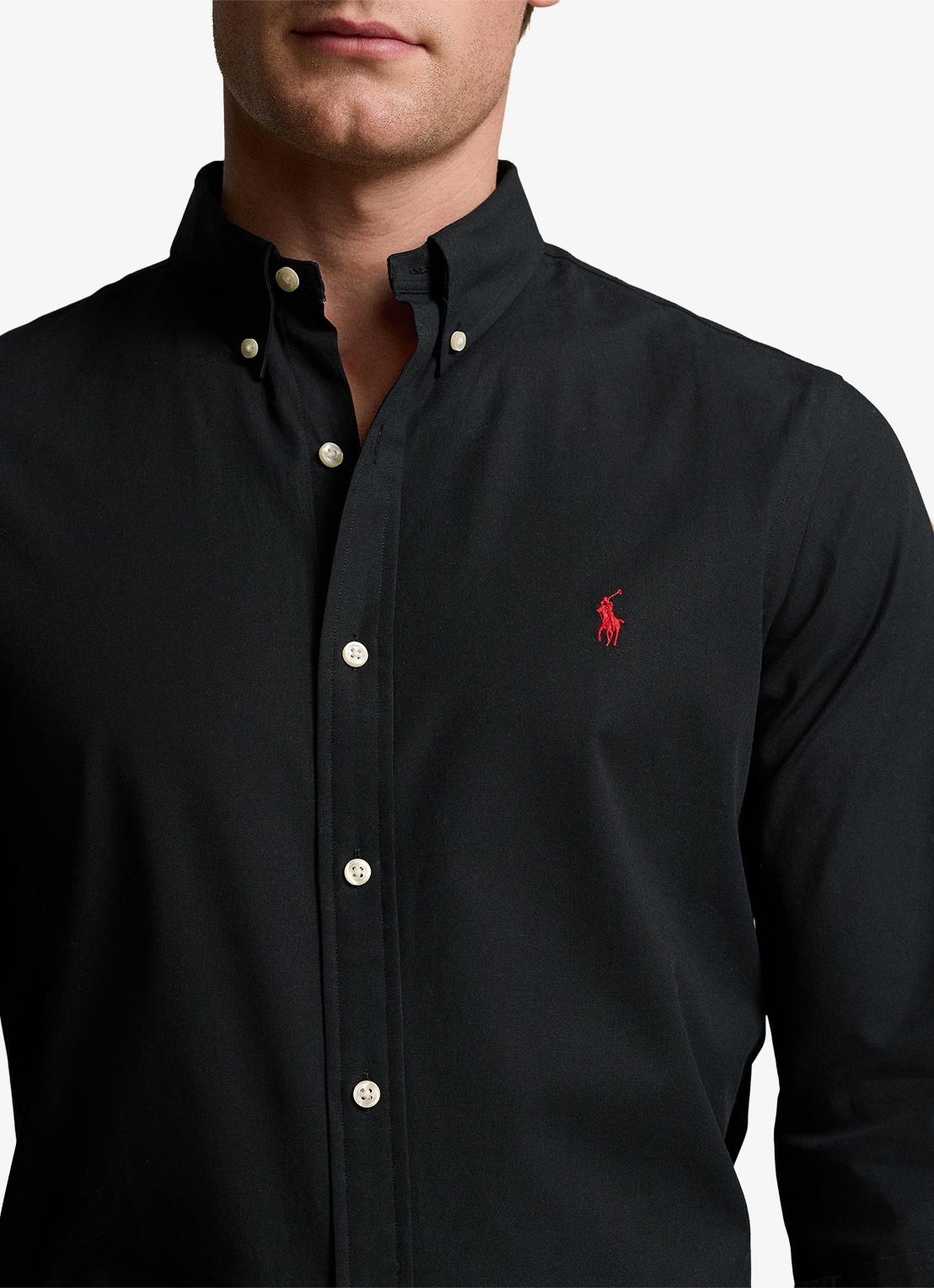 Ralph Lauren Slim fit overhemd met logoborduring - detail 4 polo black / zwart