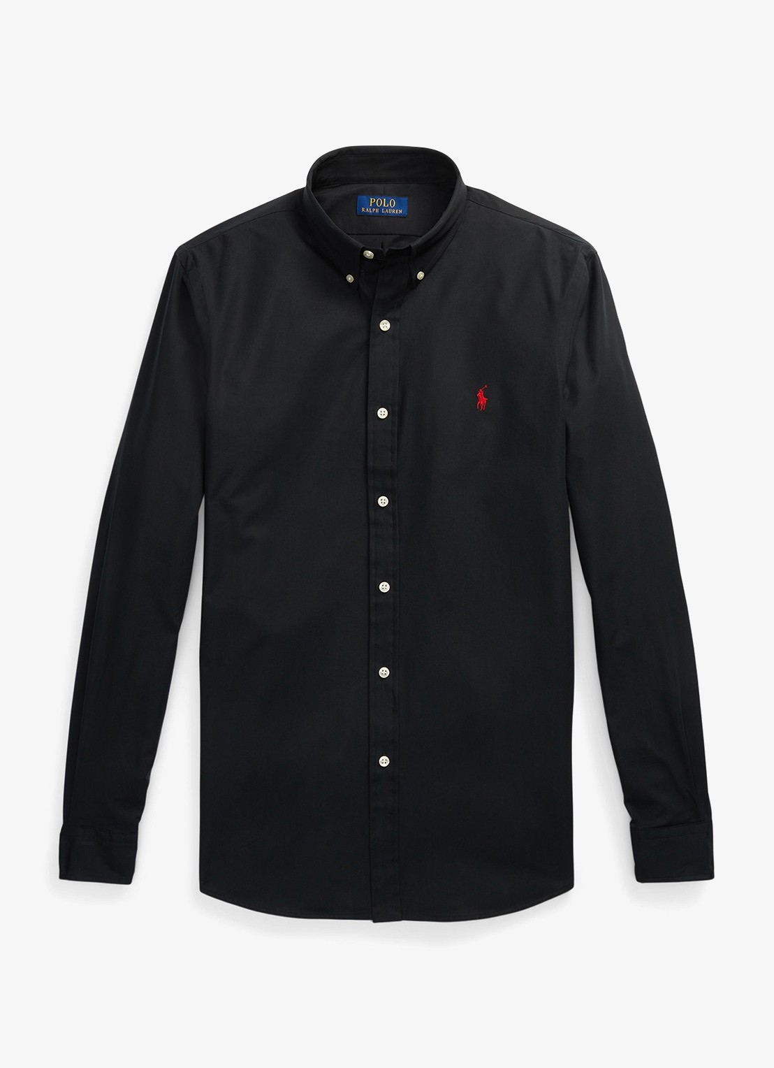 Ralph Lauren Slim fit overhemd met logoborduring - voorkant polo black / zwart