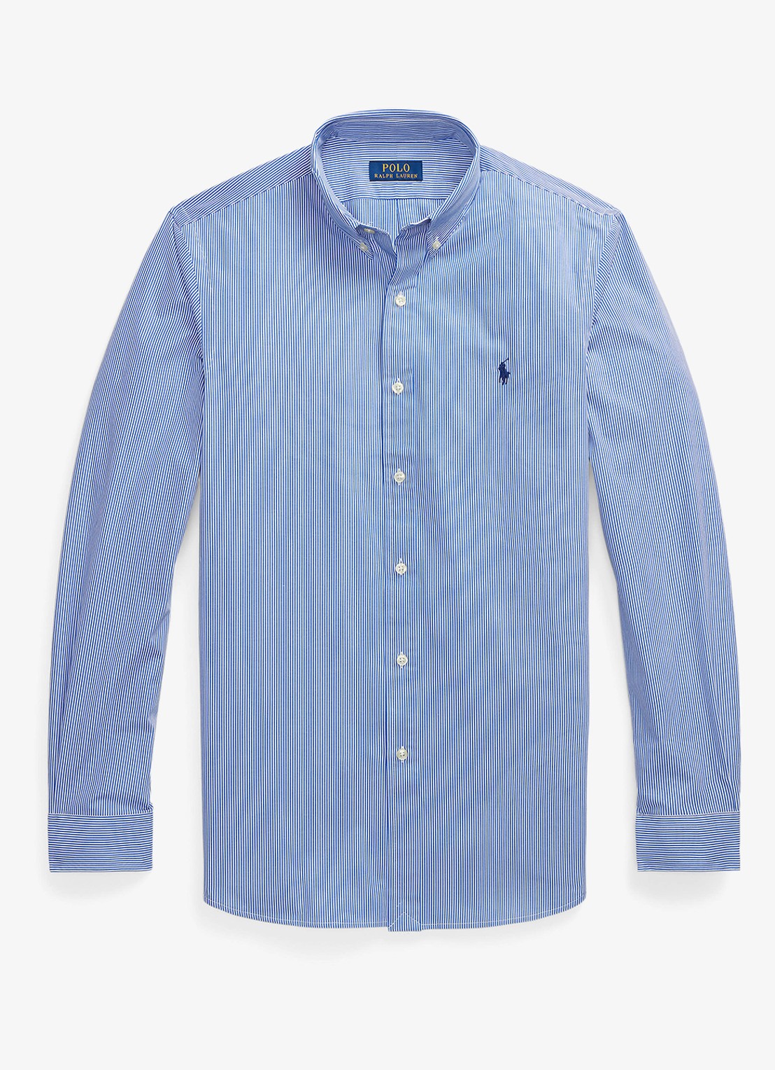Ralph Lauren Slim fit overhemd met logoborduring - voorkant 2 blue/white hairline / blauw