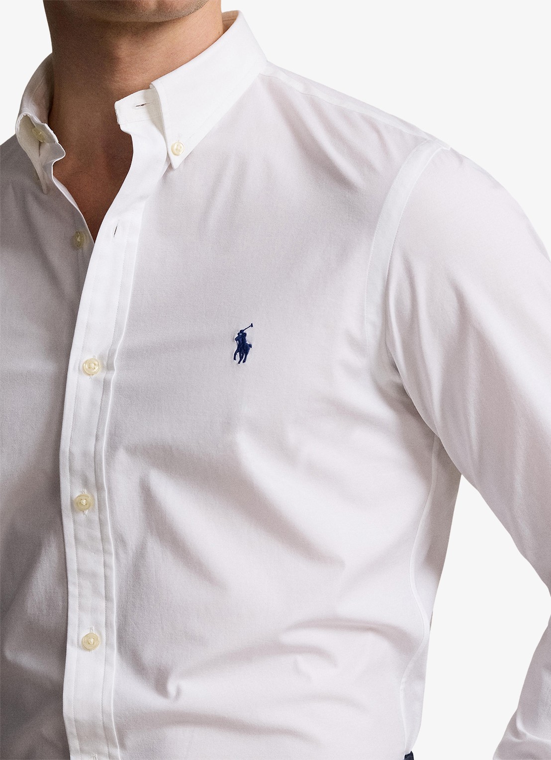 Ralph Lauren Slim fit overhemd met logoborduring - detail 5 white / wit