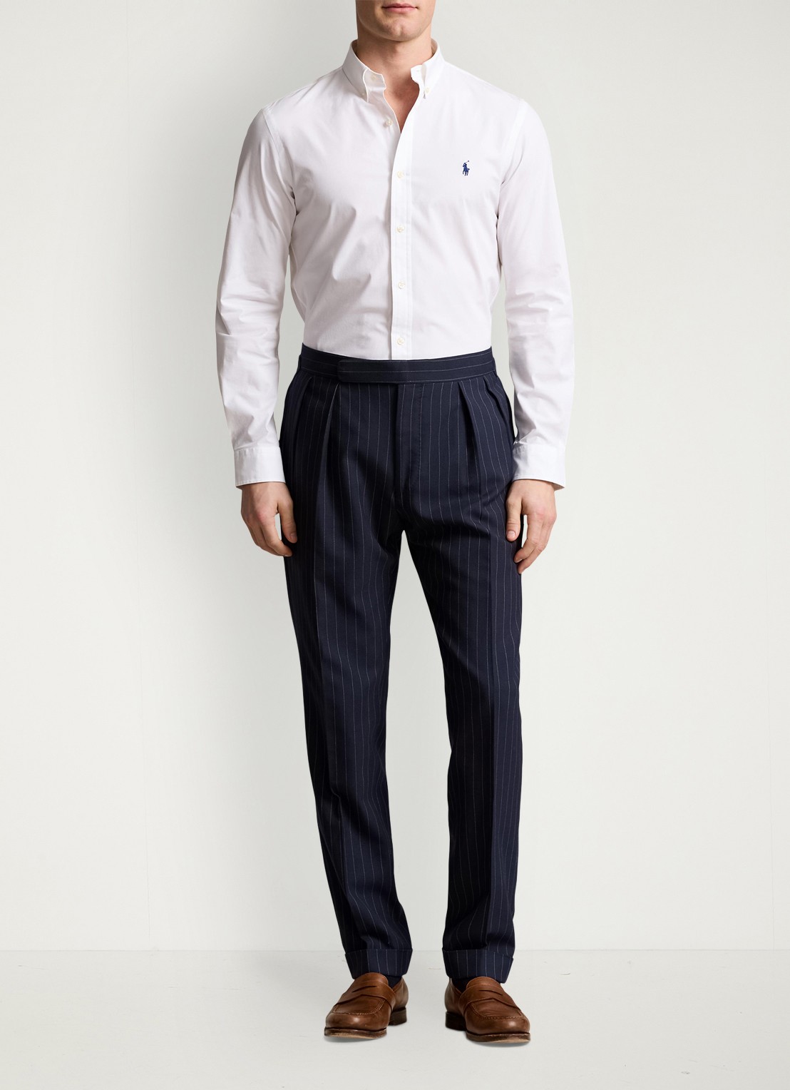 Ralph Lauren Slim fit overhemd met logoborduring - voorkant 2 white / wit
