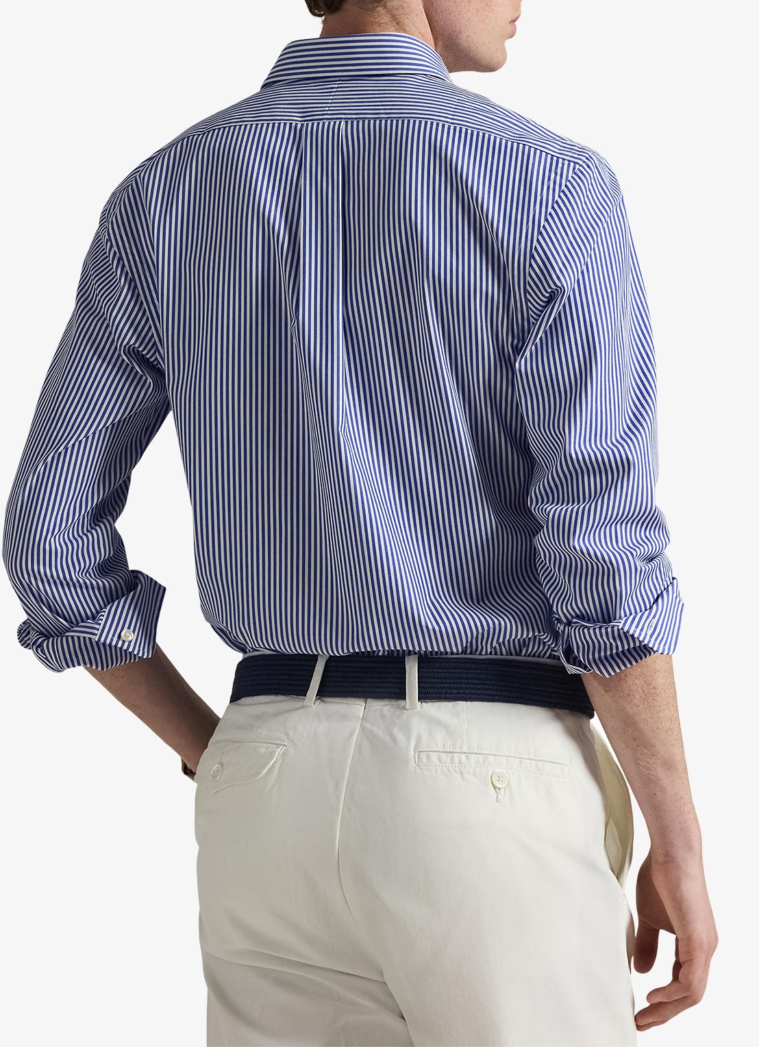 Ralph Lauren Slim fit overhemd met logoborduring - achterkant blue/white bengal stripe / blauw
