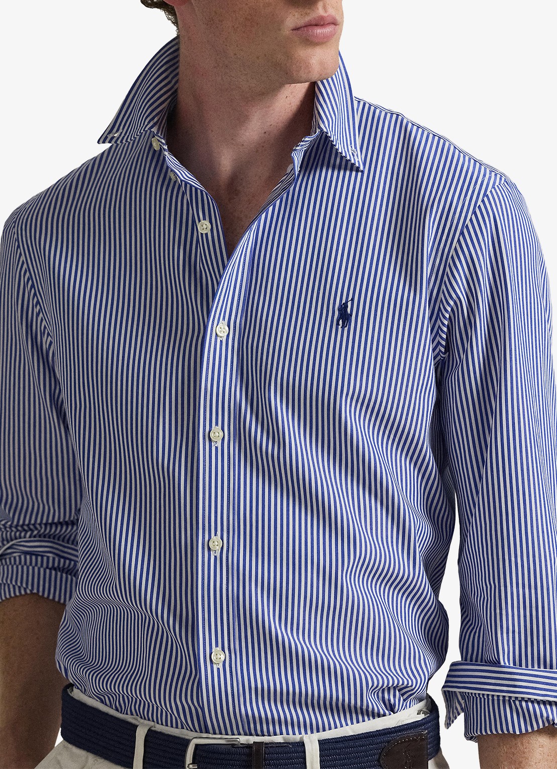 Ralph Lauren Slim fit overhemd met logoborduring - detail 5 blue/white bengal stripe / blauw