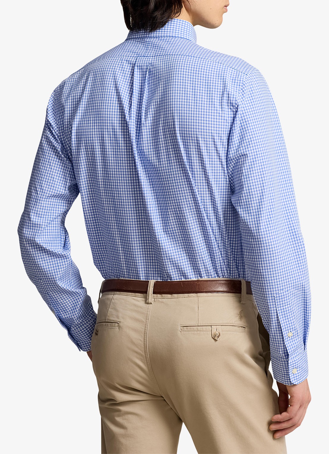 Ralph Lauren Slim fit overhemd met logoborduring - achterkant 3 blue/white check / blauw