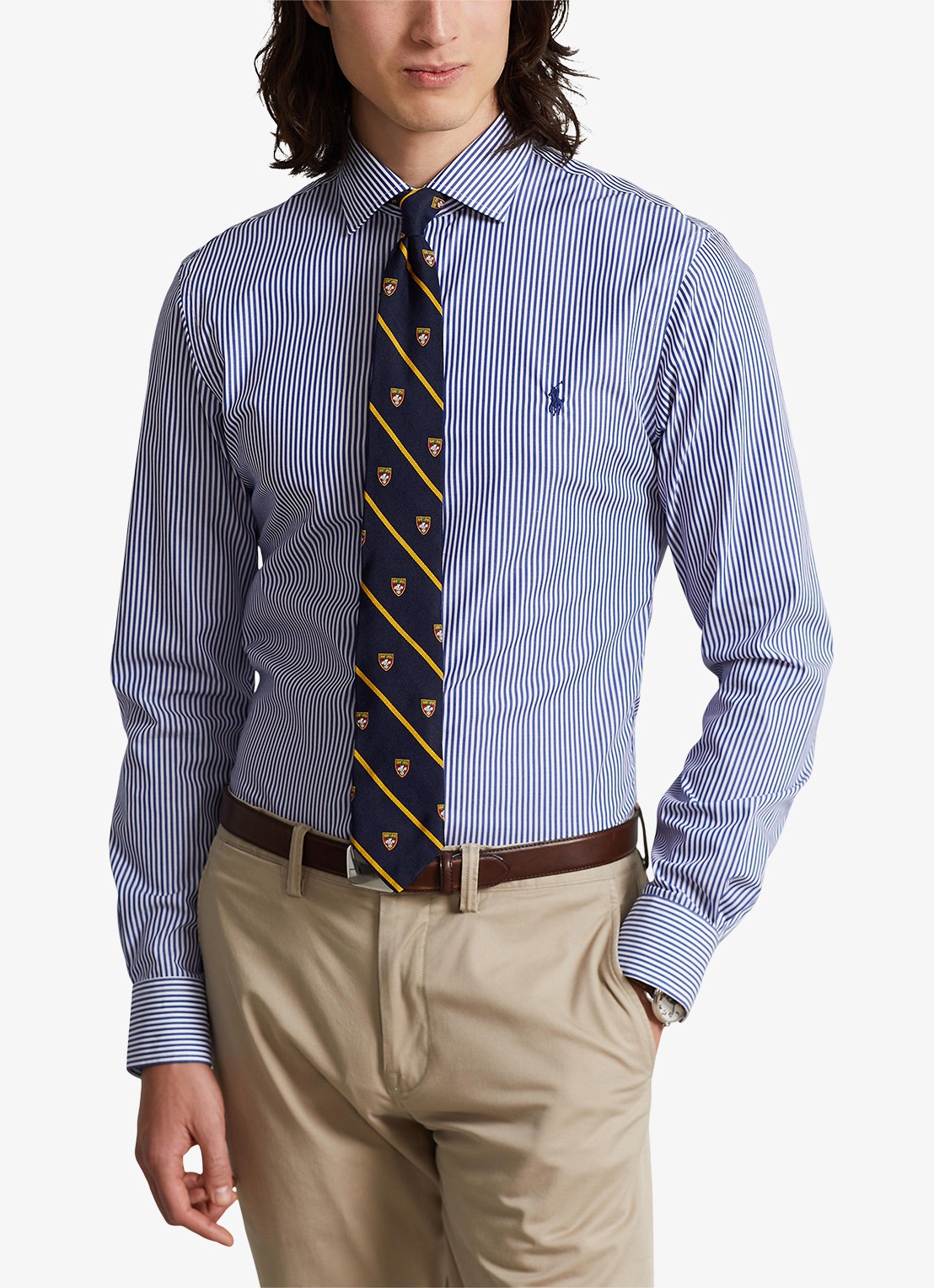 Ralph Lauren Slim fit overhemd met logoborduring - detail 4 royal white / blauw