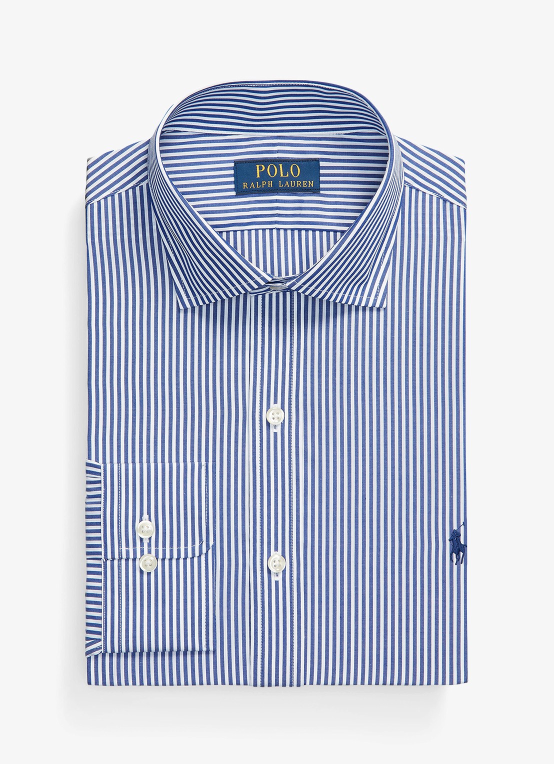 Ralph Lauren Slim fit overhemd met logoborduring - voorkant royal white / blauw