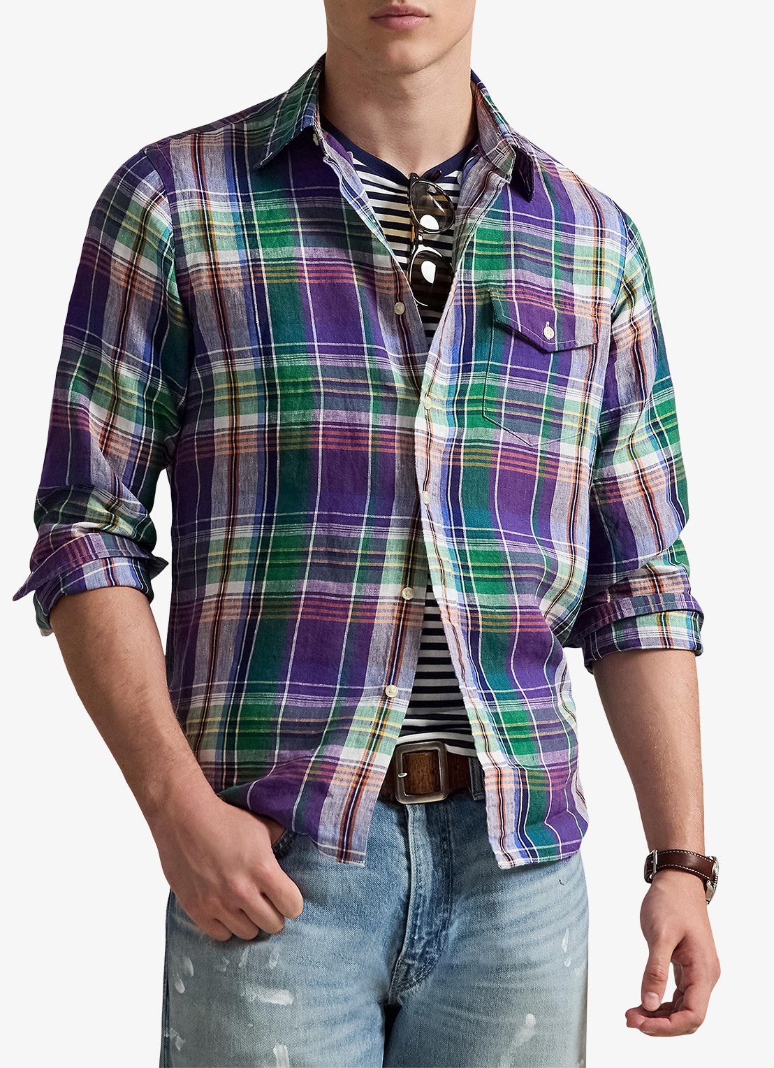 Ralph Lauren Slim fit overhemd met print - detail 3 7187 purple blue multi / paars