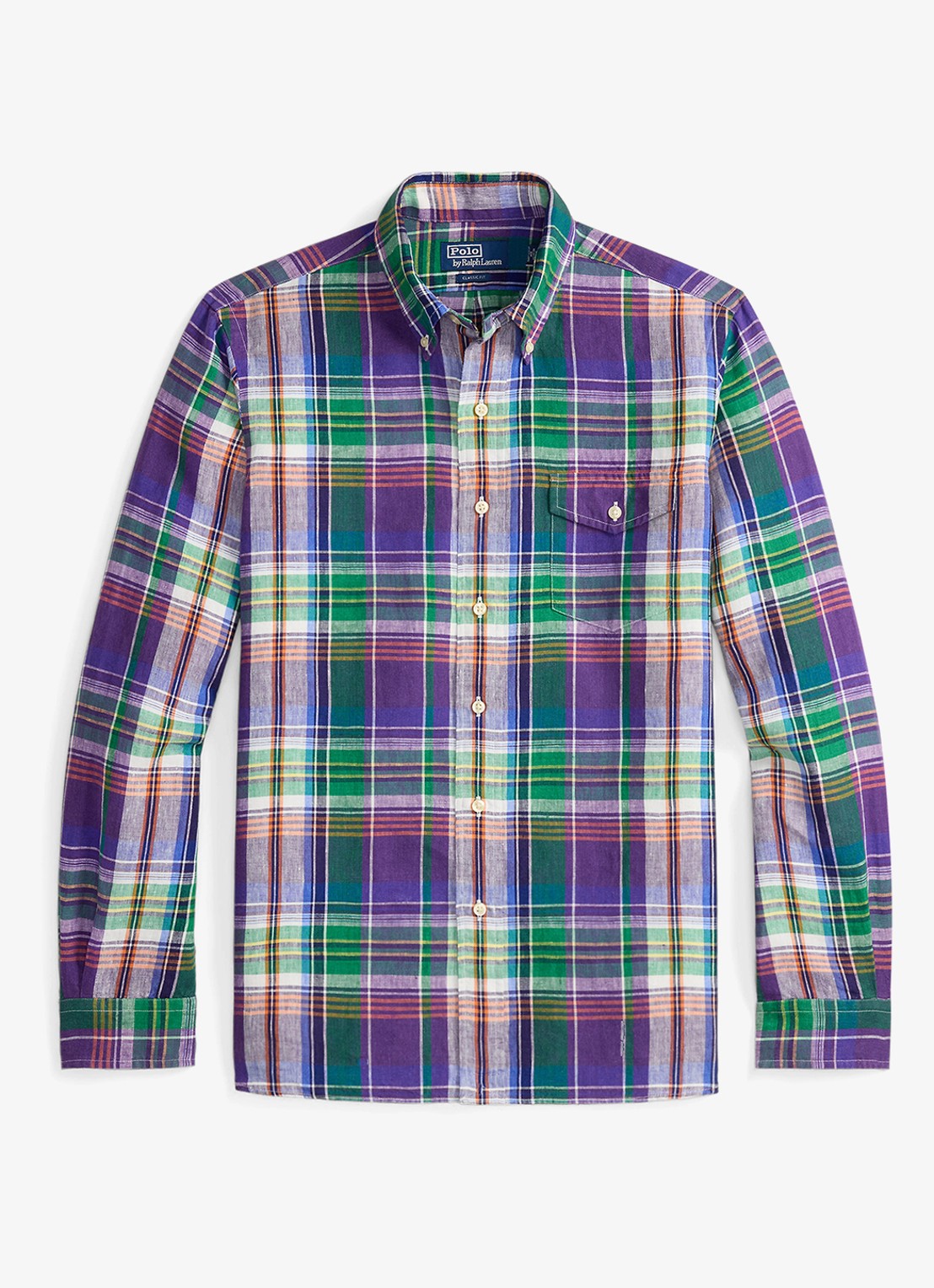 Ralph Lauren Slim fit overhemd met print - voorkant 7187 purple blue multi / paars