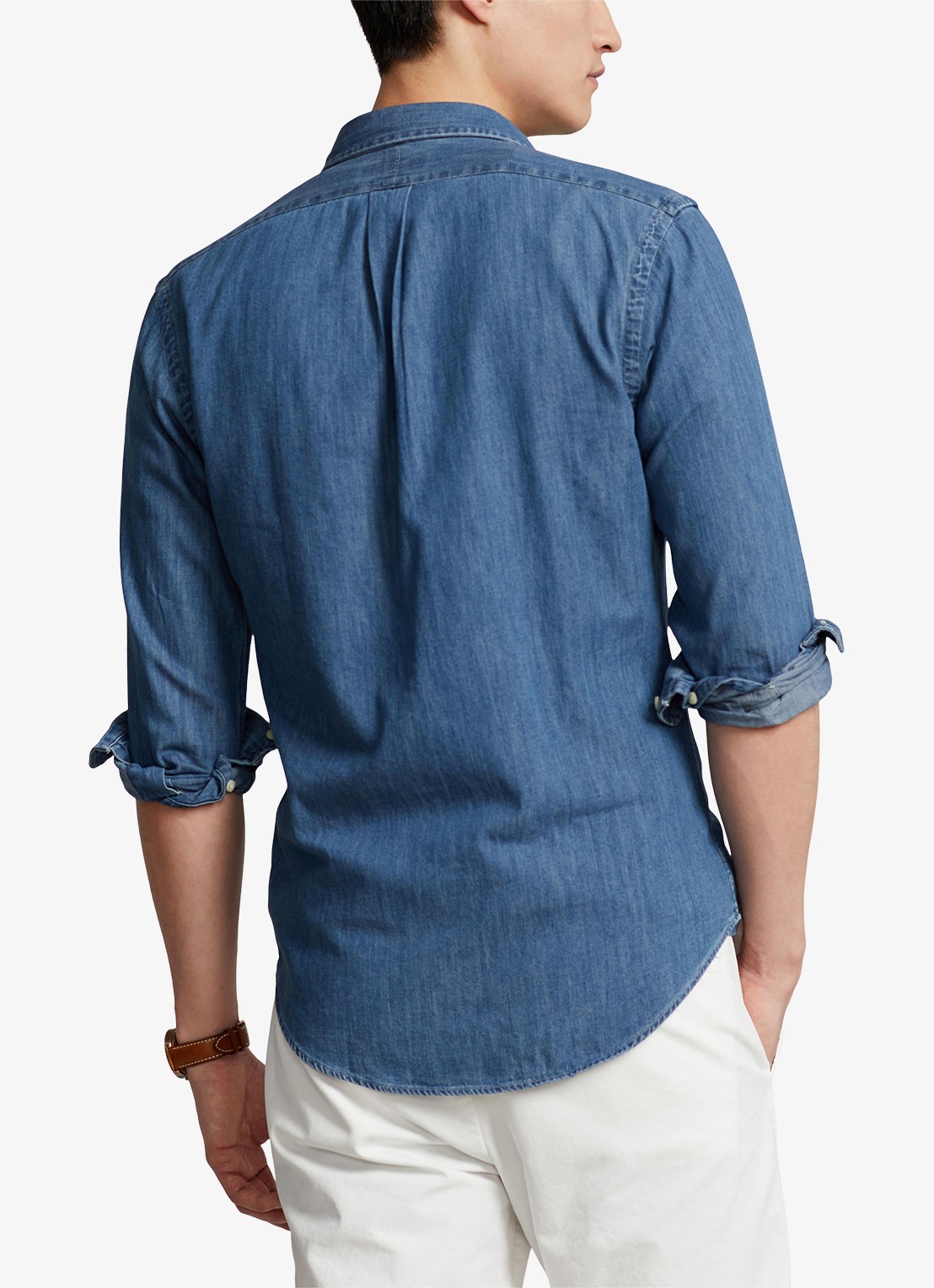 Ralph Lauren Slim fit overhemd van denim met logoborduring - achterkant 7 indigo