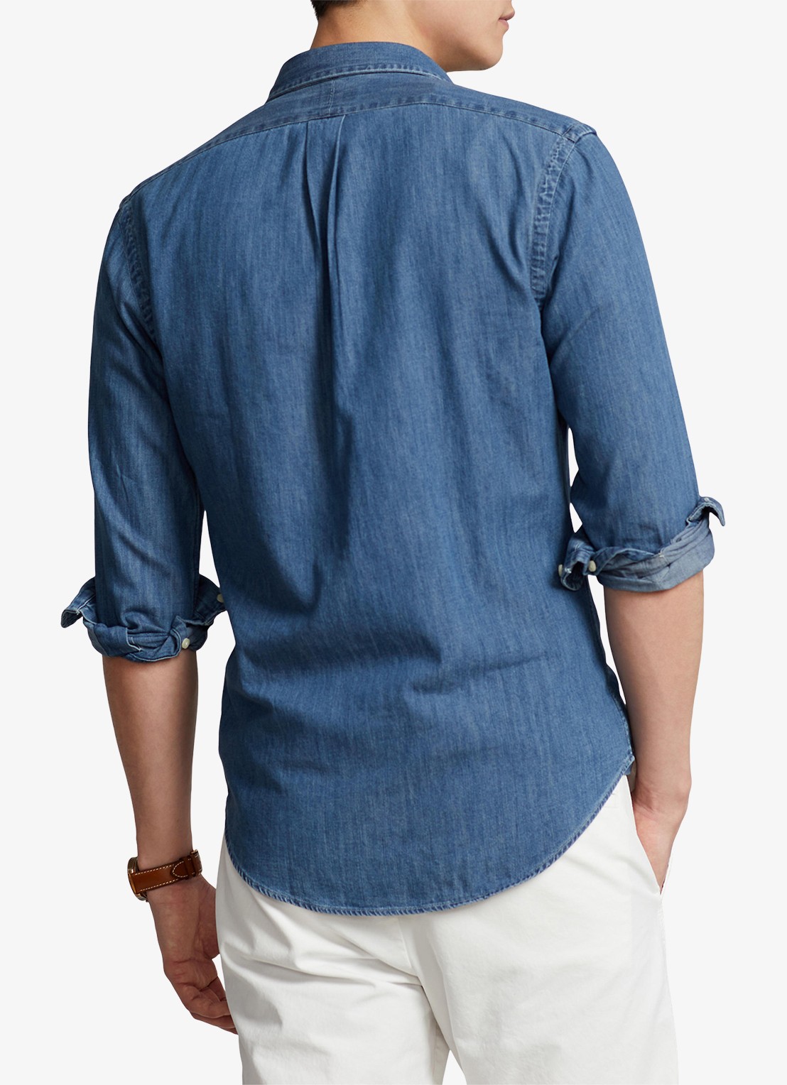 Ralph Lauren Slim fit overhemd van denim met logoborduring - achterkant 8 indigo