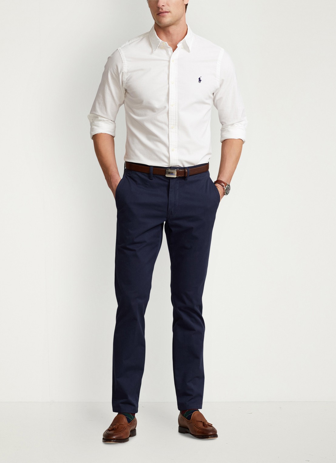 Ralph Lauren Slim fit overhemd van katoen  - voorkant 7 white / wit
