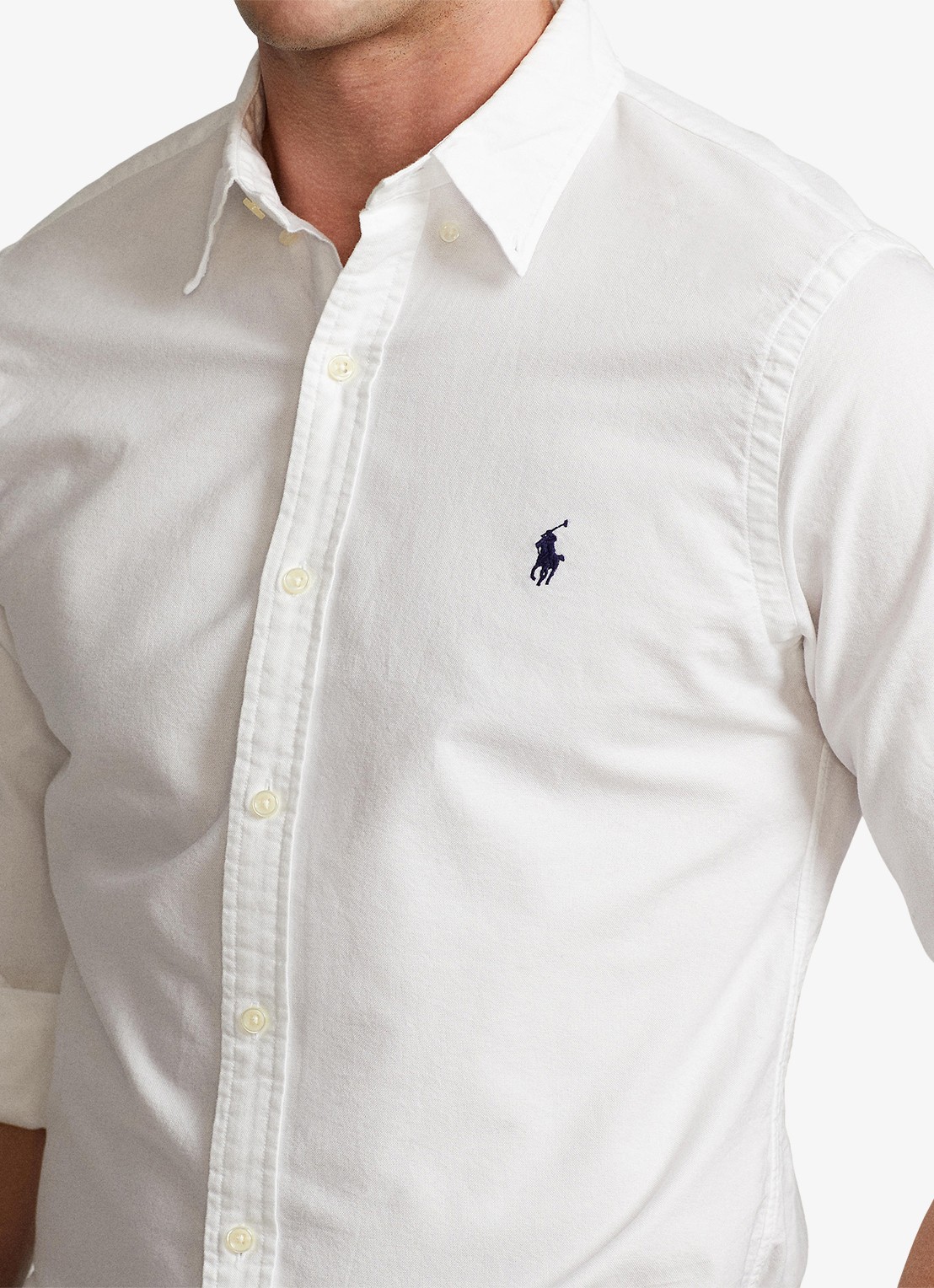 Ralph Lauren Slim fit overhemd van katoen  - detail 3 white / wit