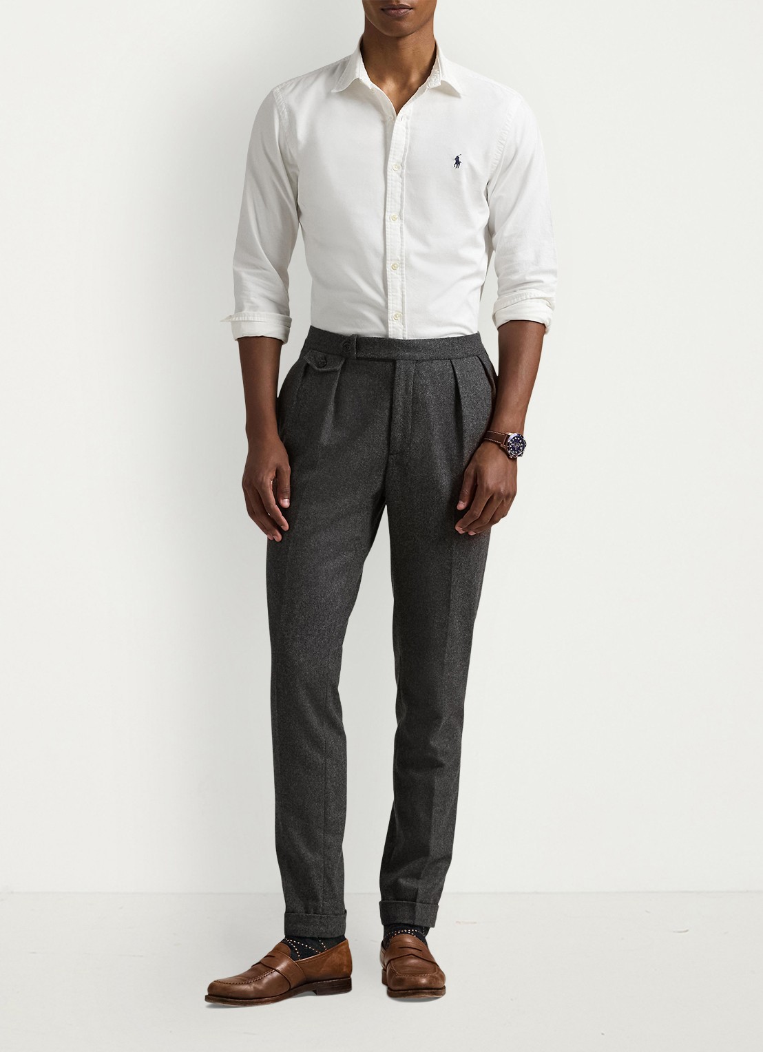 Ralph Lauren Slim fit overhemd van katoen  - voorkant 5 white / wit
