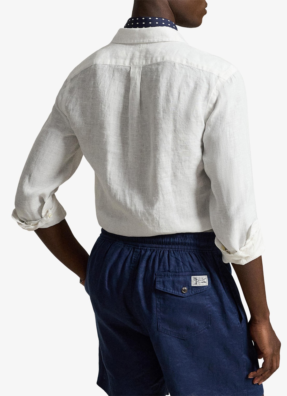 Ralph Lauren Slim fit overhemd van linnen met logoborduring - achterkant 2 white / wit
