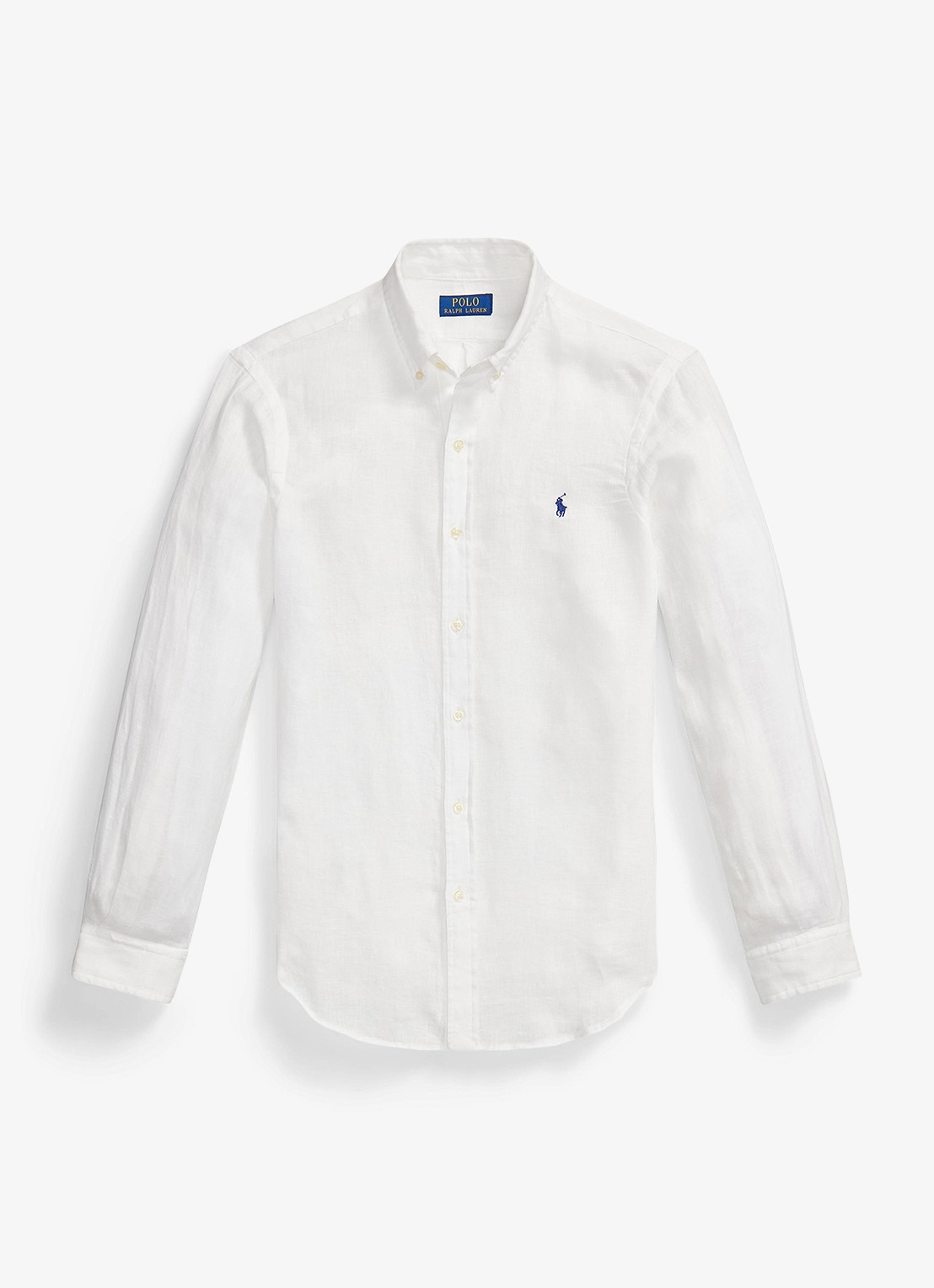 Ralph Lauren Slim fit overhemd van linnen met logoborduring - voorkant white / wit