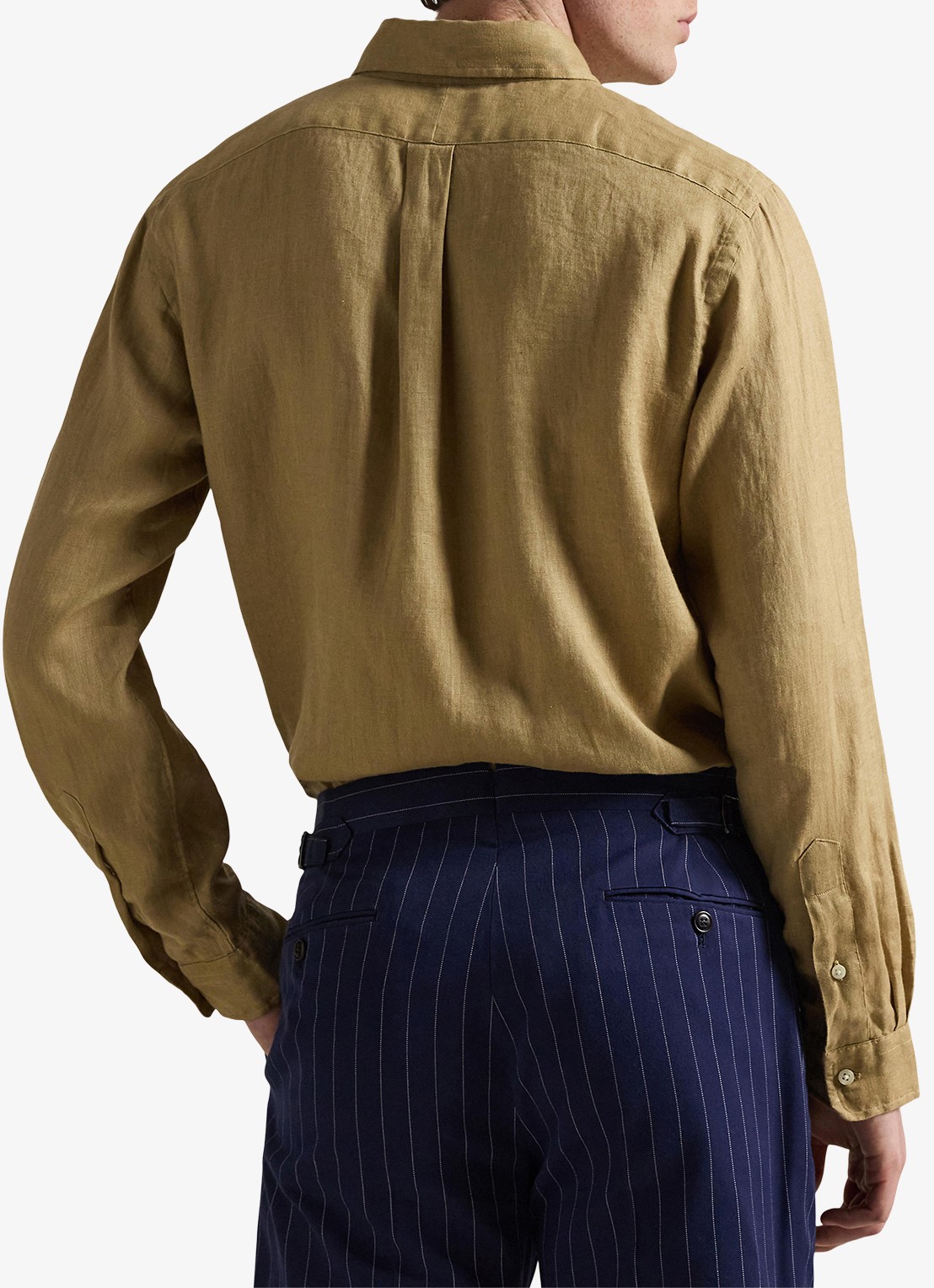 Ralph Lauren Slim fit overhemd van linnen met logoborduring - achterkant cafe tan-2x6t