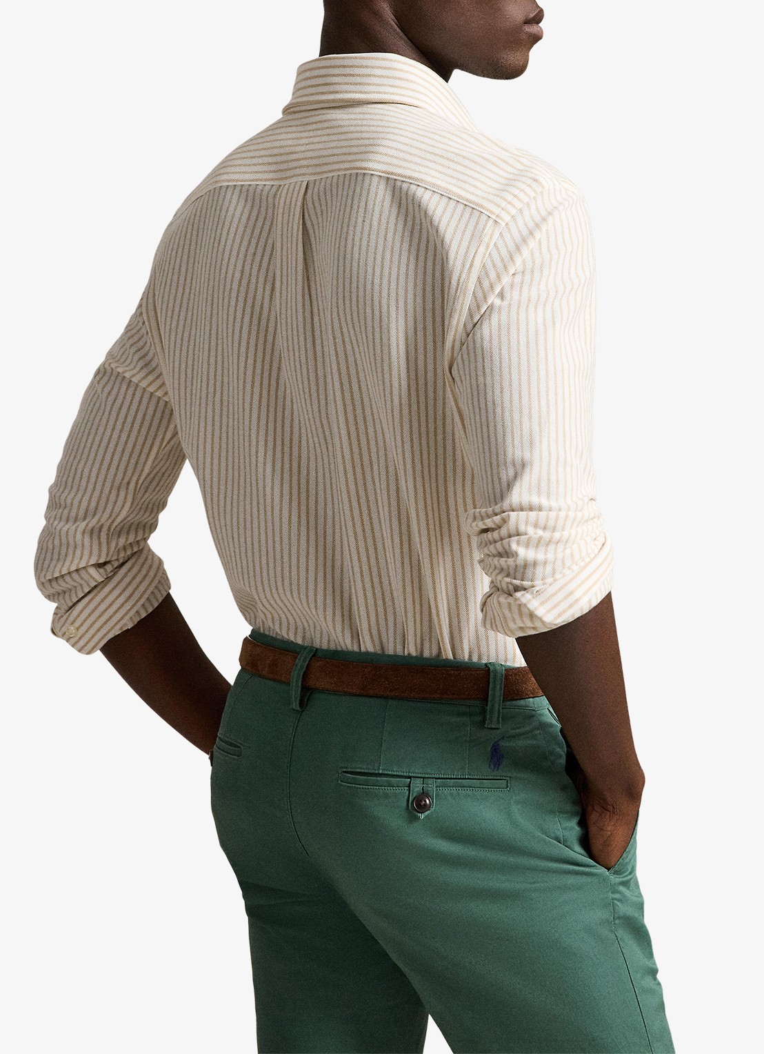 Ralph Lauren Slim fit Oxford overhemd met streepprint - achterkant white/coastal beige / beige