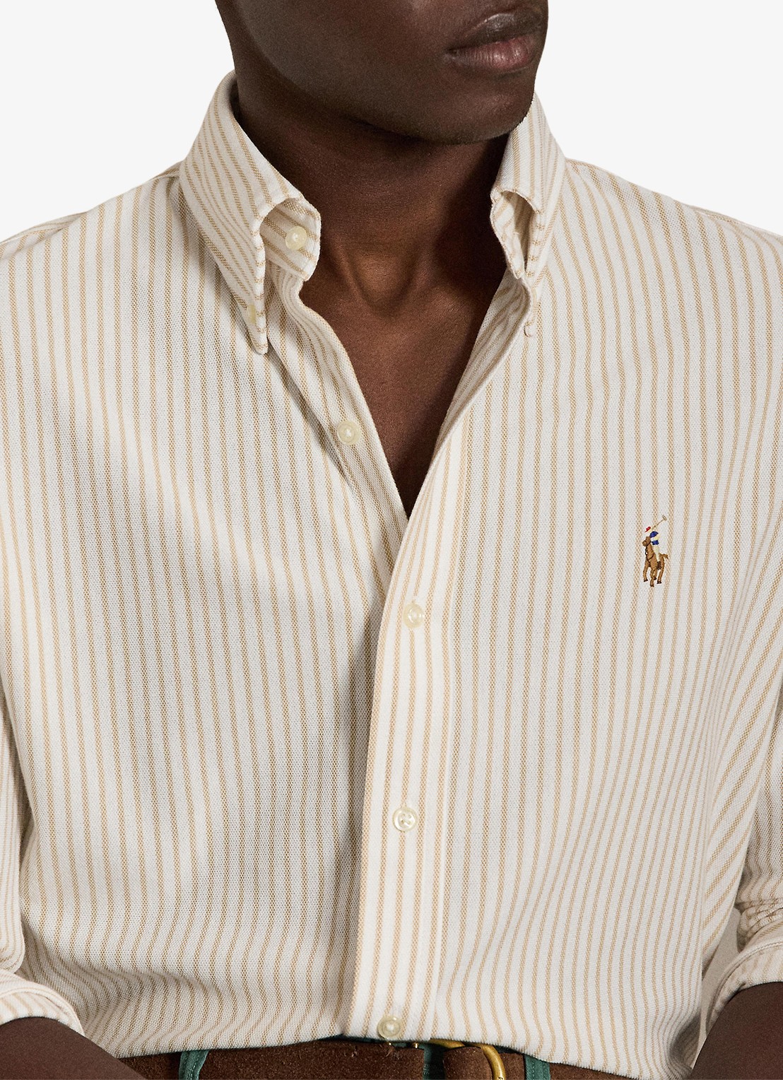 Ralph Lauren Slim fit Oxford overhemd met streepprint - detail 5 white/coastal beige / beige