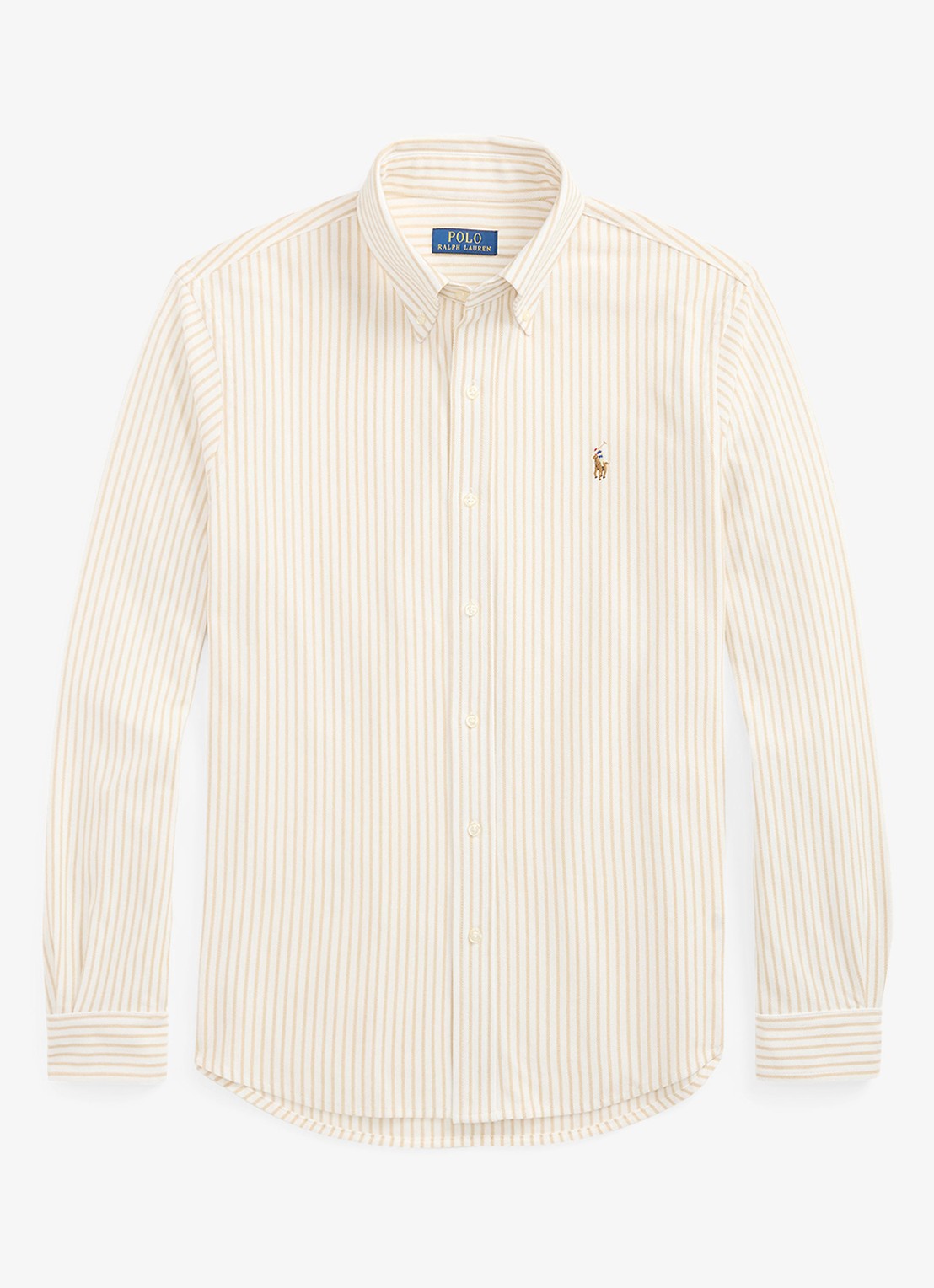 Ralph Lauren Slim fit Oxford overhemd met streepprint - voorkant 2 white/coastal beige / beige