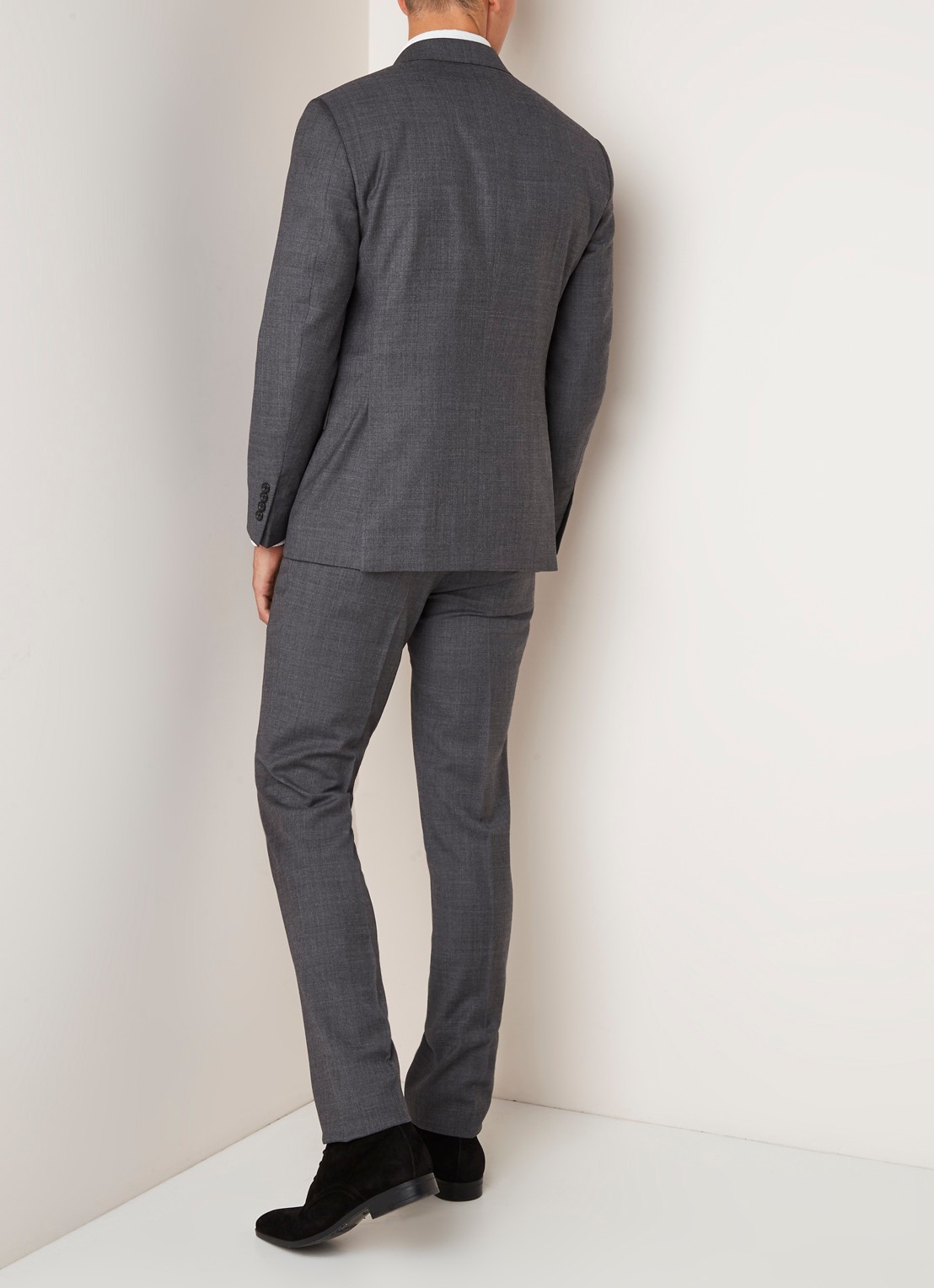 Ralph Lauren Slim fit pak in linnenblend met klepzakken - achterkant medium grey multi