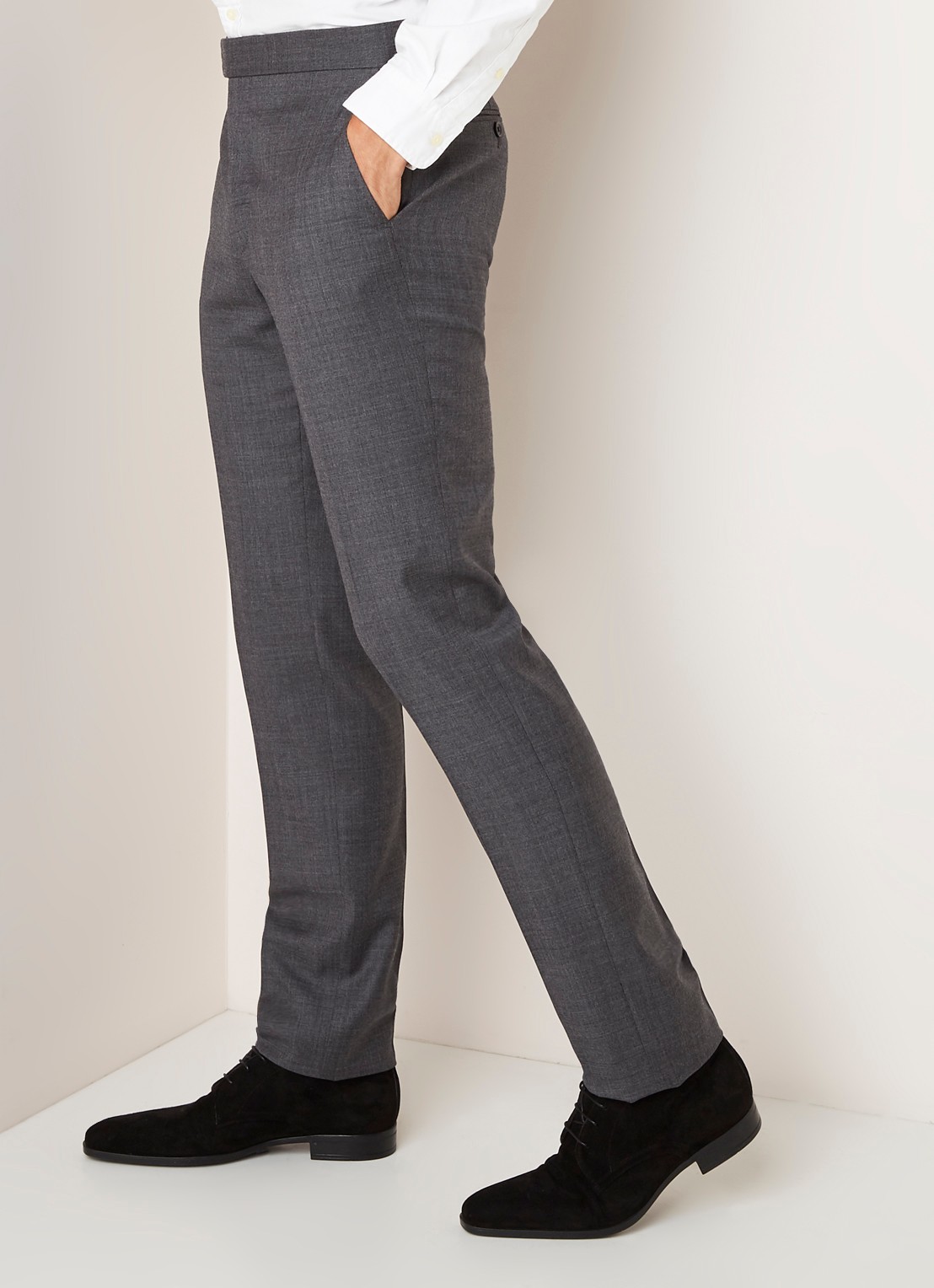 Ralph Lauren Slim fit pak in linnenblend met klepzakken - voorkant 7 medium grey multi