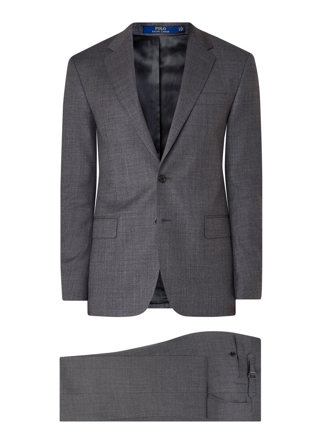 Ralph Lauren Slim fit pak in linnenblend met klepzakken - voorkant 8 medium grey multi