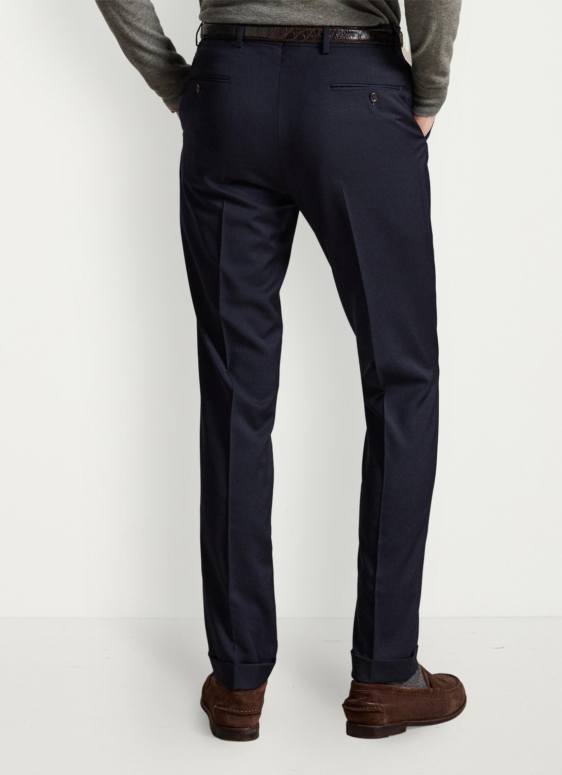 Ralph Lauren Slim fit pantalon van wol met plooidetail - achterkant classic navy / blauw