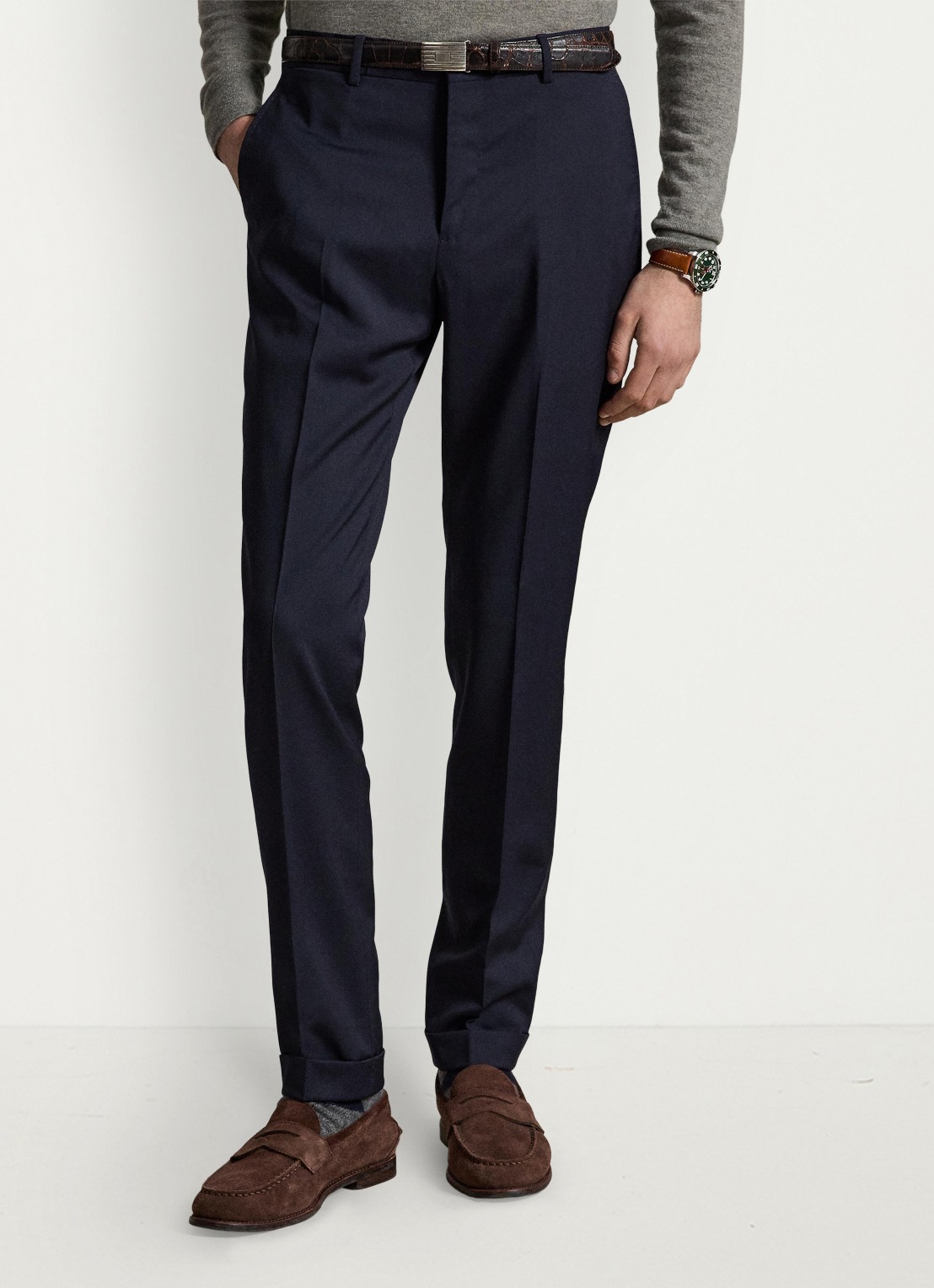 Ralph Lauren Slim fit pantalon van wol met plooidetail - detail 4 classic navy / blauw