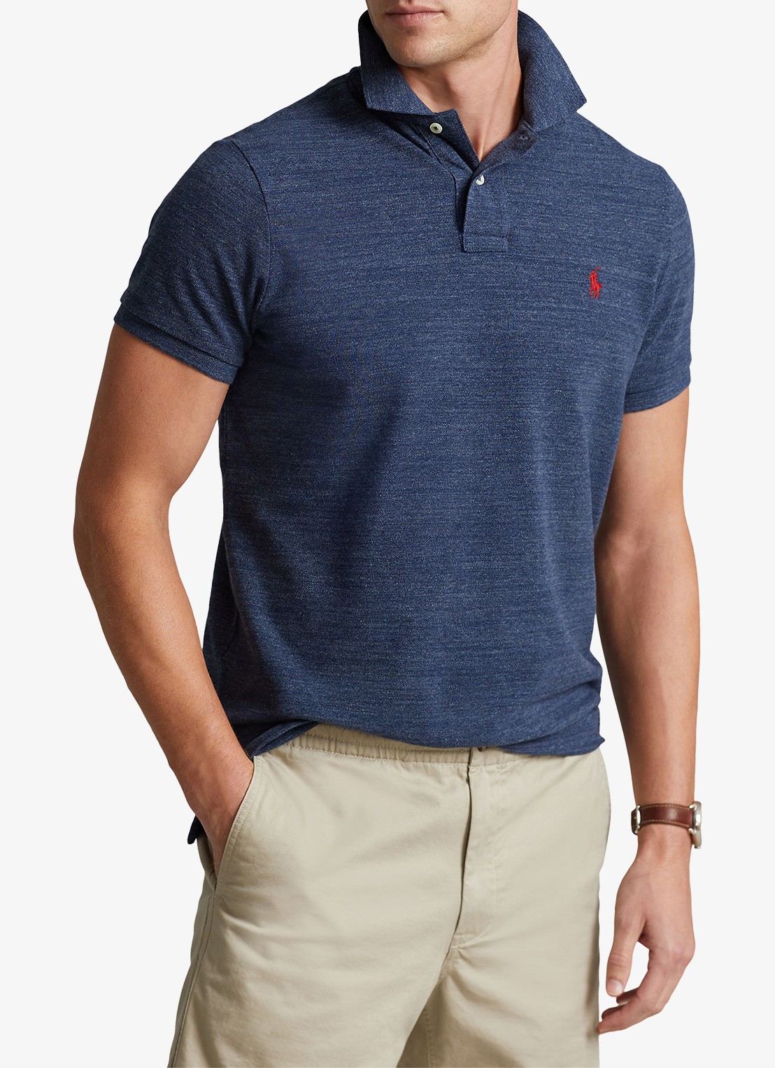 Ralph Lauren Slim fit polo met logoborduring  - detail classic royal heather / blauw