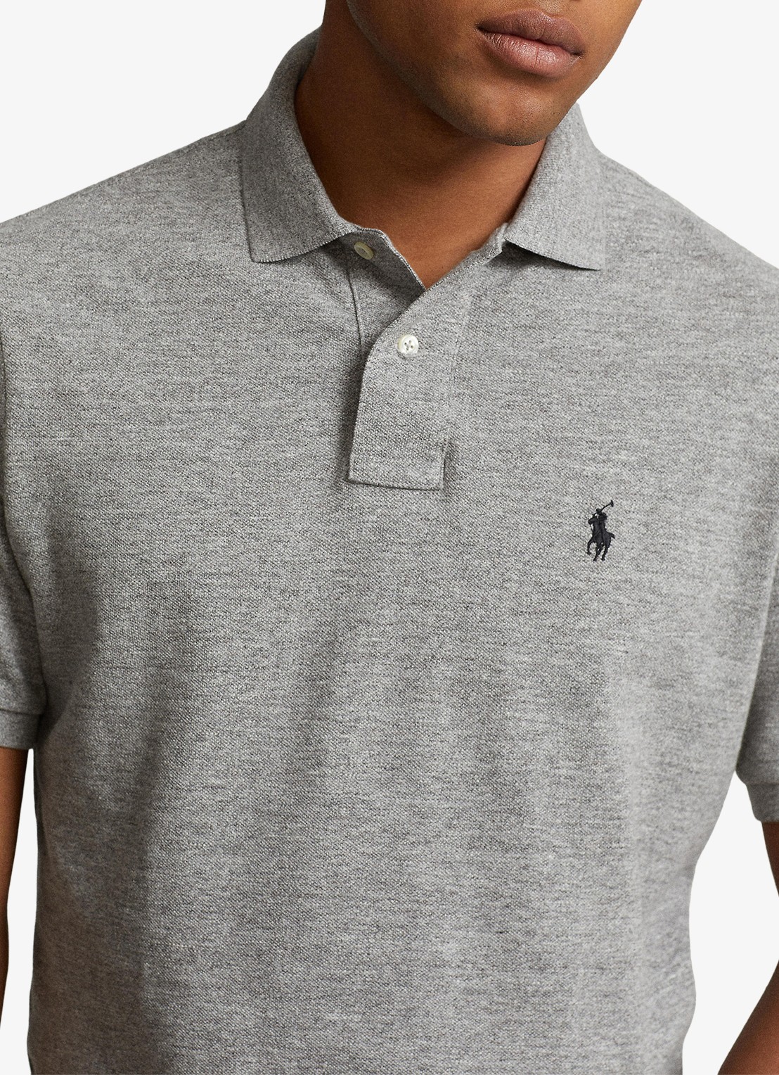 Ralph Lauren Slim fit polo met logoborduring  - detail 7 canterburry heather / grijs