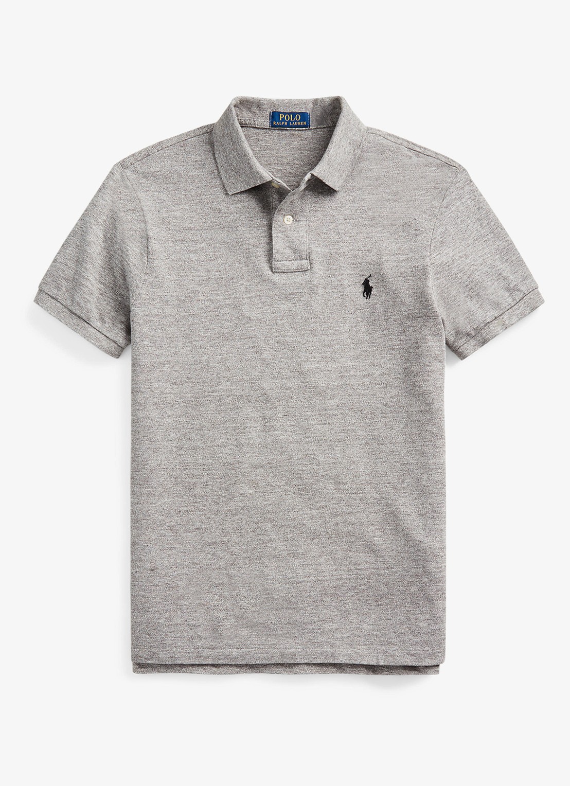 Ralph Lauren Slim fit polo met logoborduring  - voorkant 4 canterburry heather / grijs